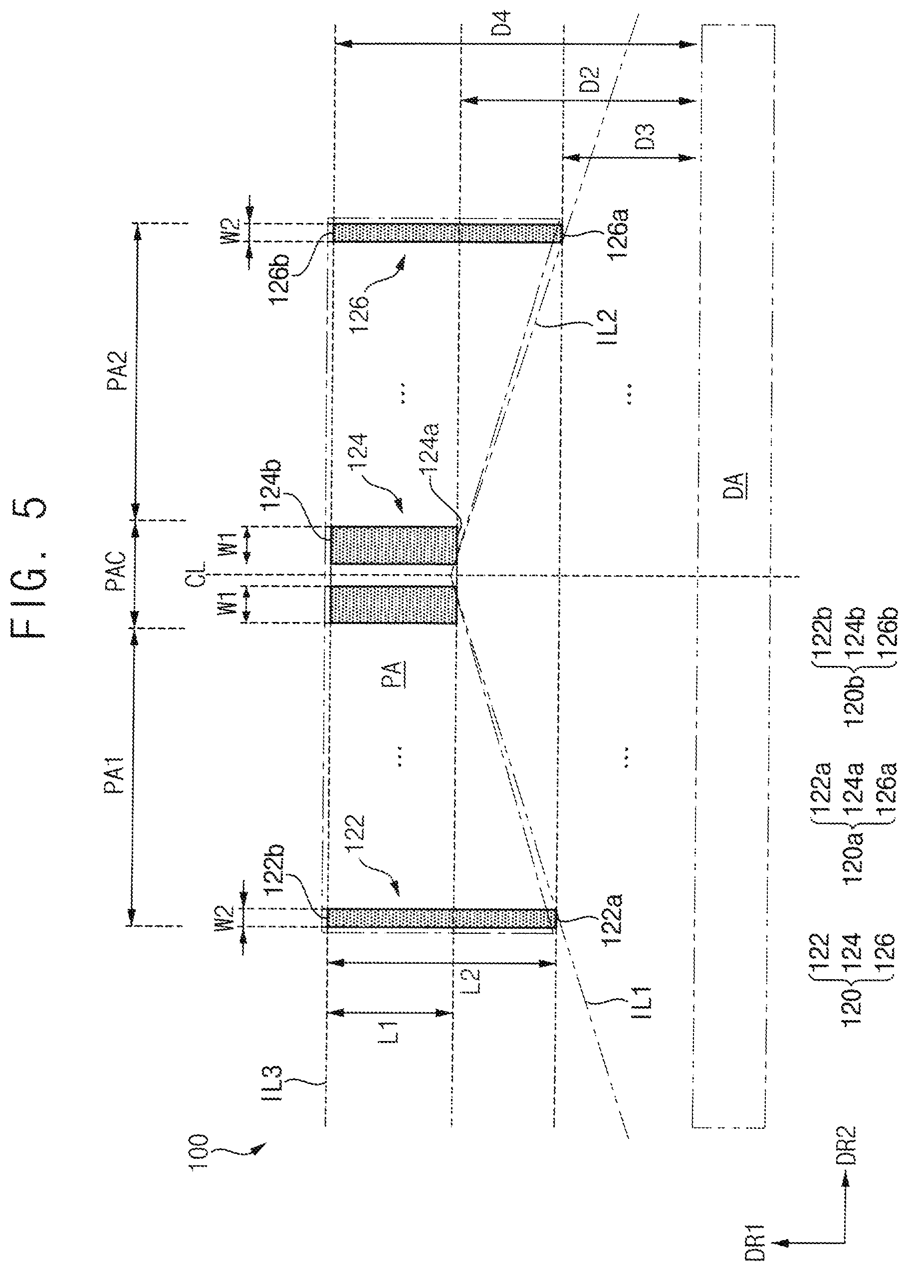 Patent US12621932 Figure 5 – Display panel including signal pads with varying dimensions