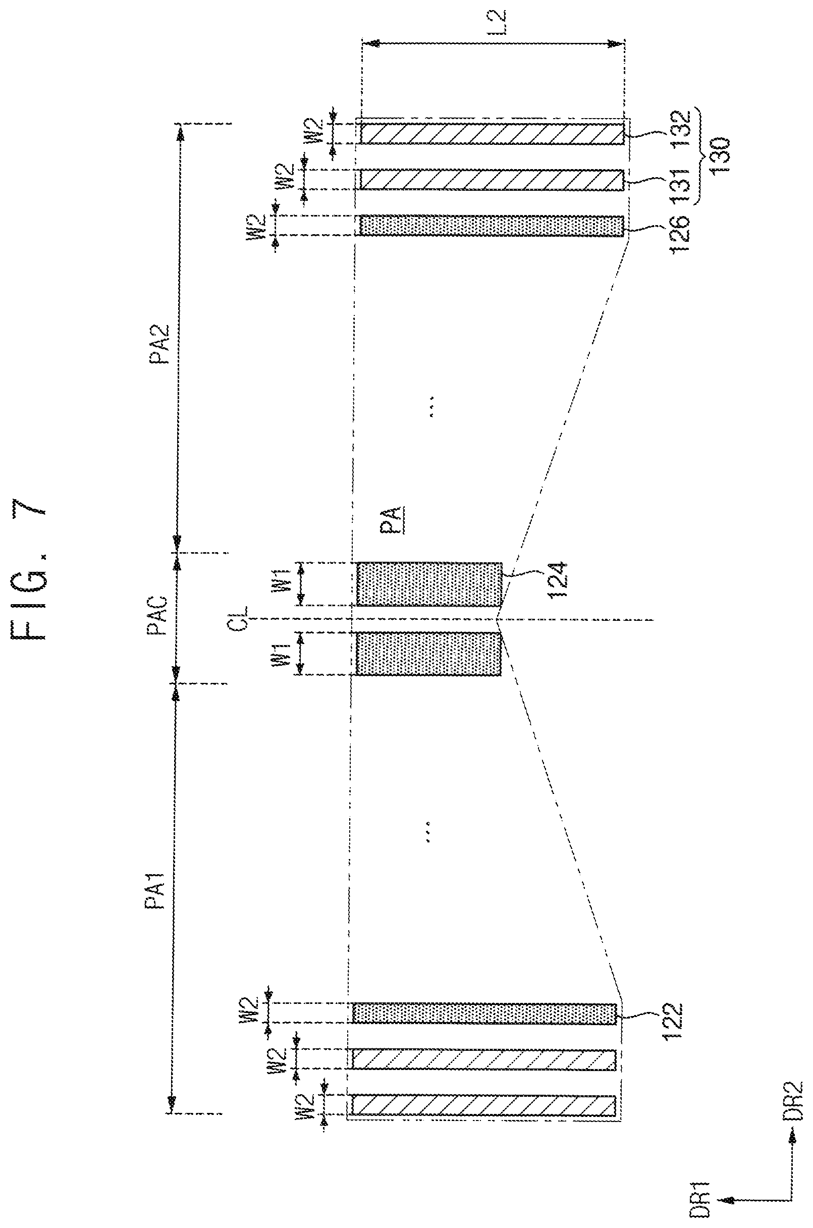 Patent US12621932 Figure 7 – Display panel including signal pads with varying dimensions