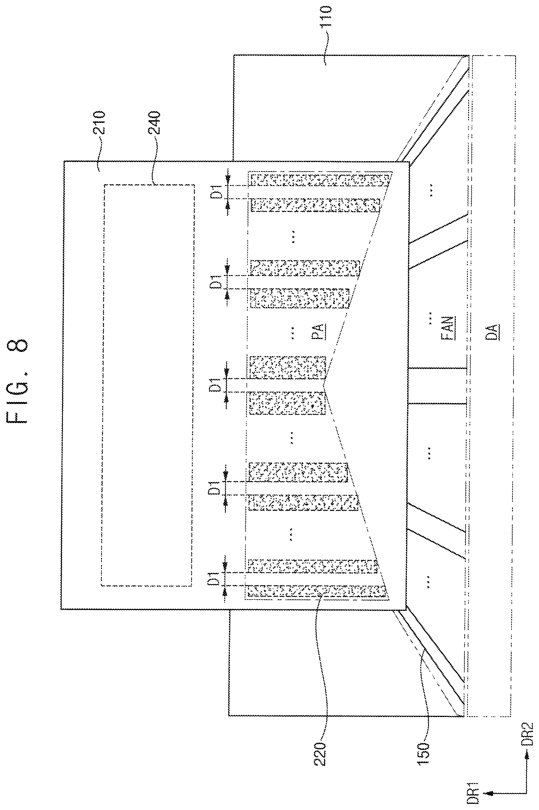 Patent US12621932 Figure 8 – Display panel including signal pads with varying dimensions