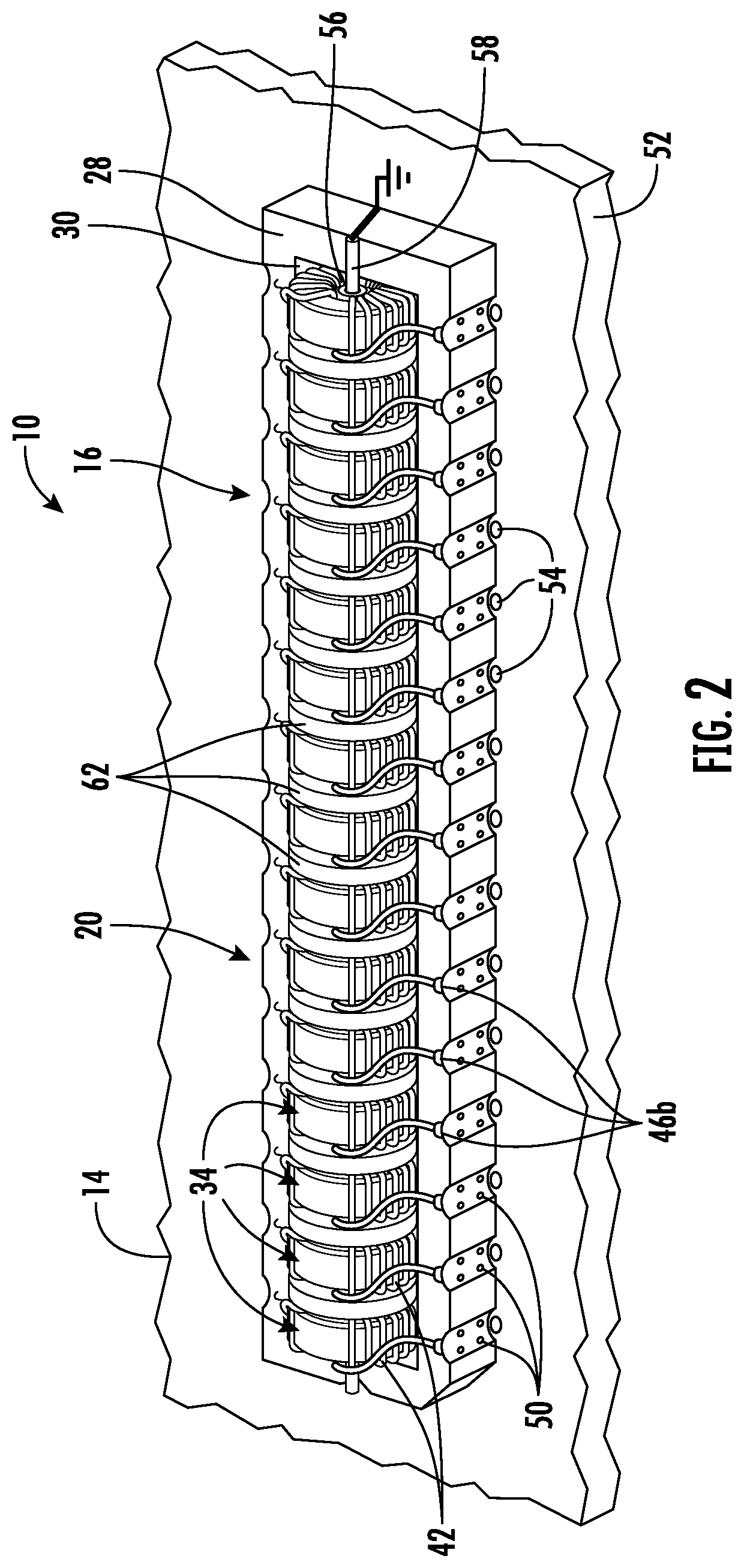 Patent US12621934 Figure 2 – Electronic circuit device having closed-core inductors in side-by-side relation and associated methods