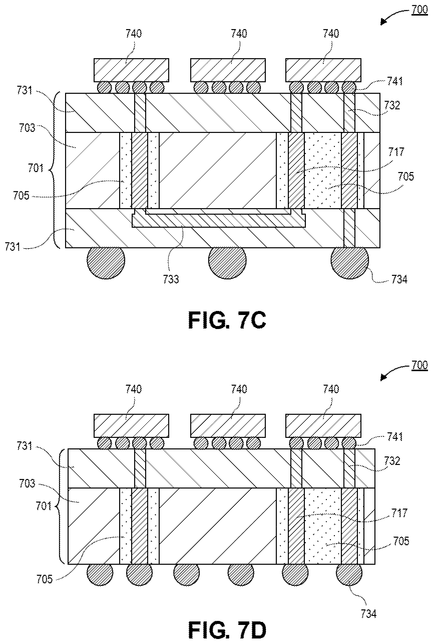 Patent US12621937 Figure 10 – Package substrate including core with trench vias and planes