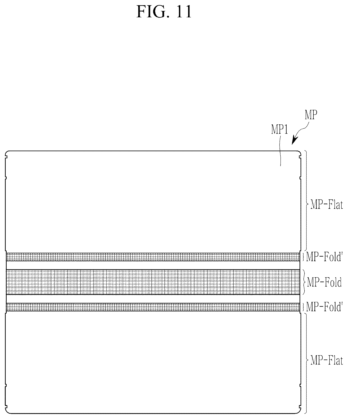 Patent US12621939 Figure 11 – Flexible display device and metal plate therefor