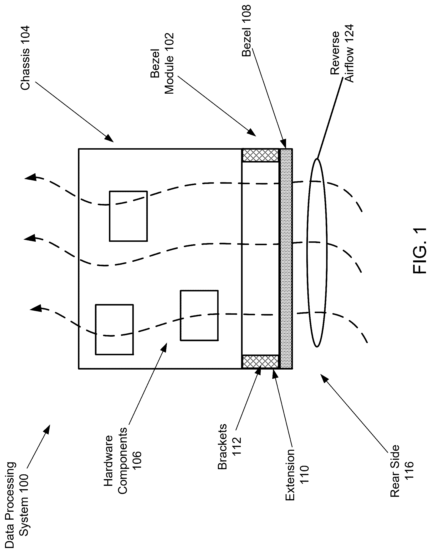 Patent US12621944 Figure 1 – Attachment components and methods for data processing systems