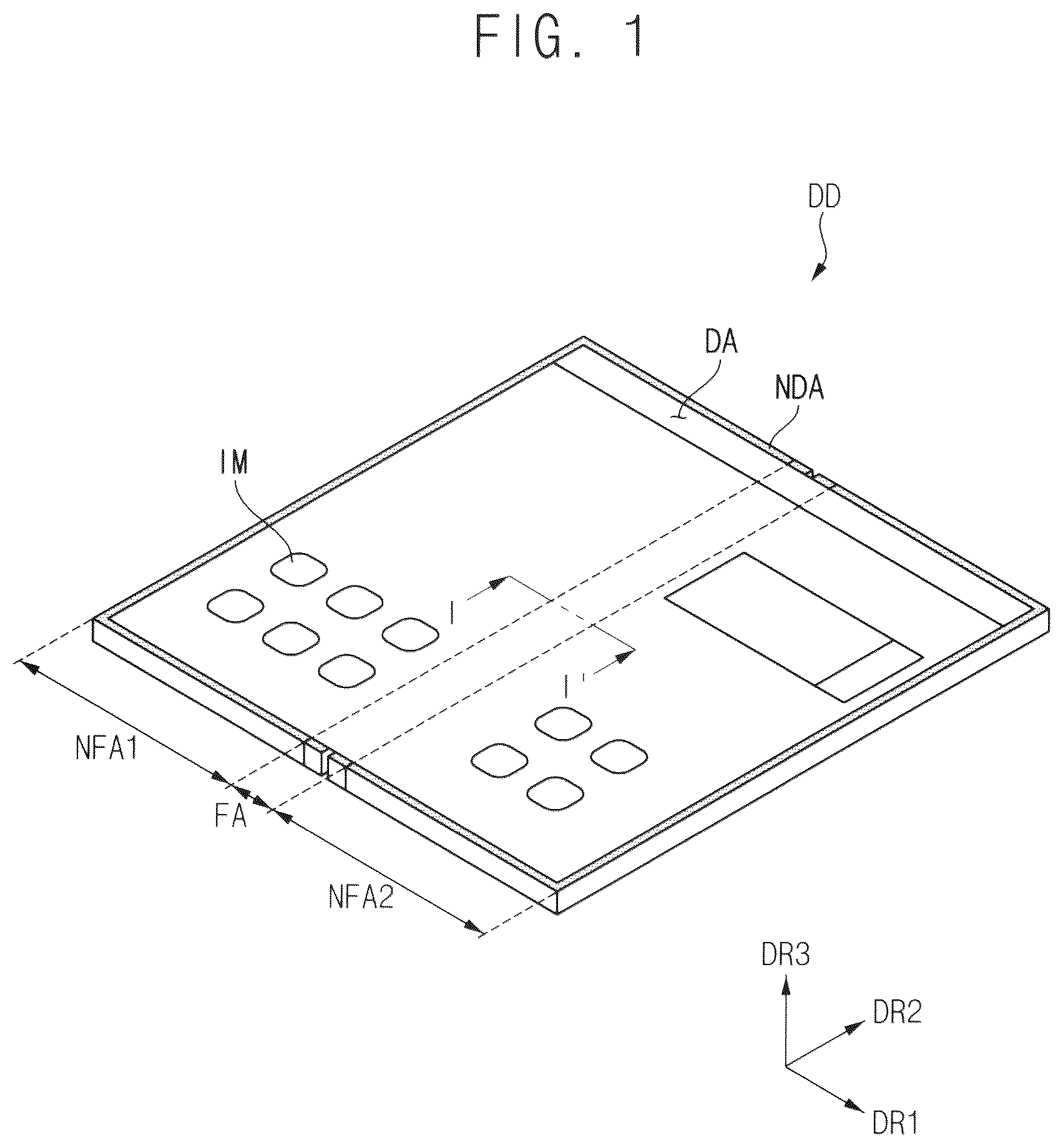 Patent US12621945 Figure 1 – Measurement area for folding area and foldable display device having the same