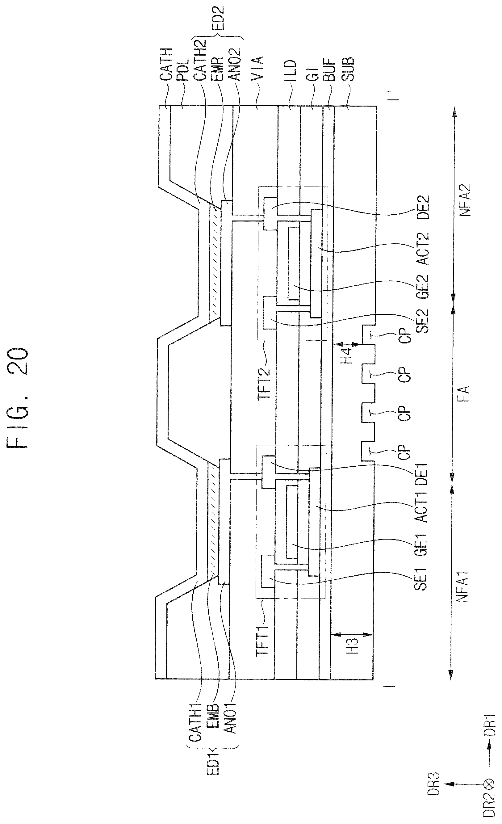 Patent US12621945 Figure 11 – Measurement area for folding area and foldable display device having the same