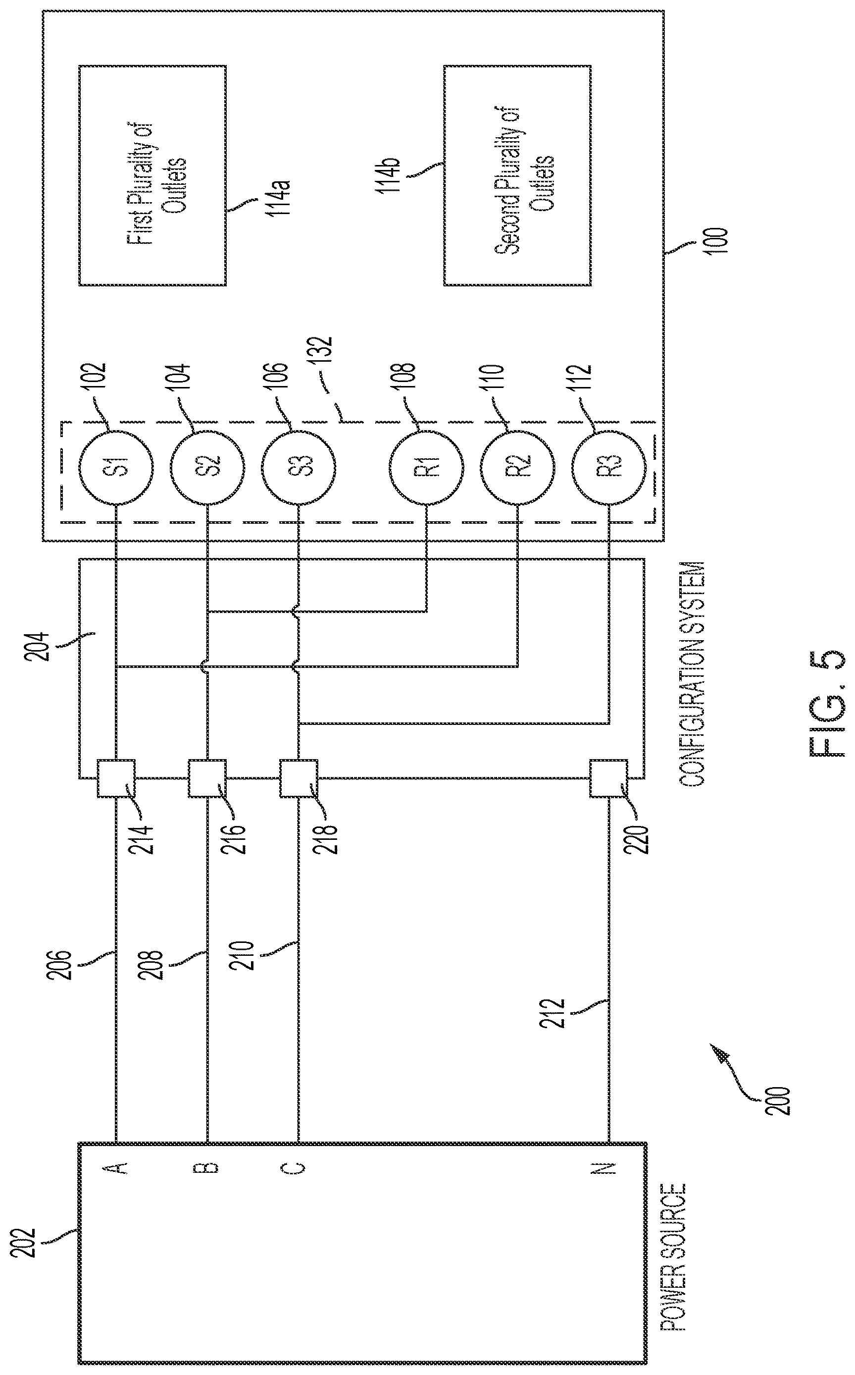 Patent US12621948 Figure 5 – Rack power distribution unit with configurable phase control