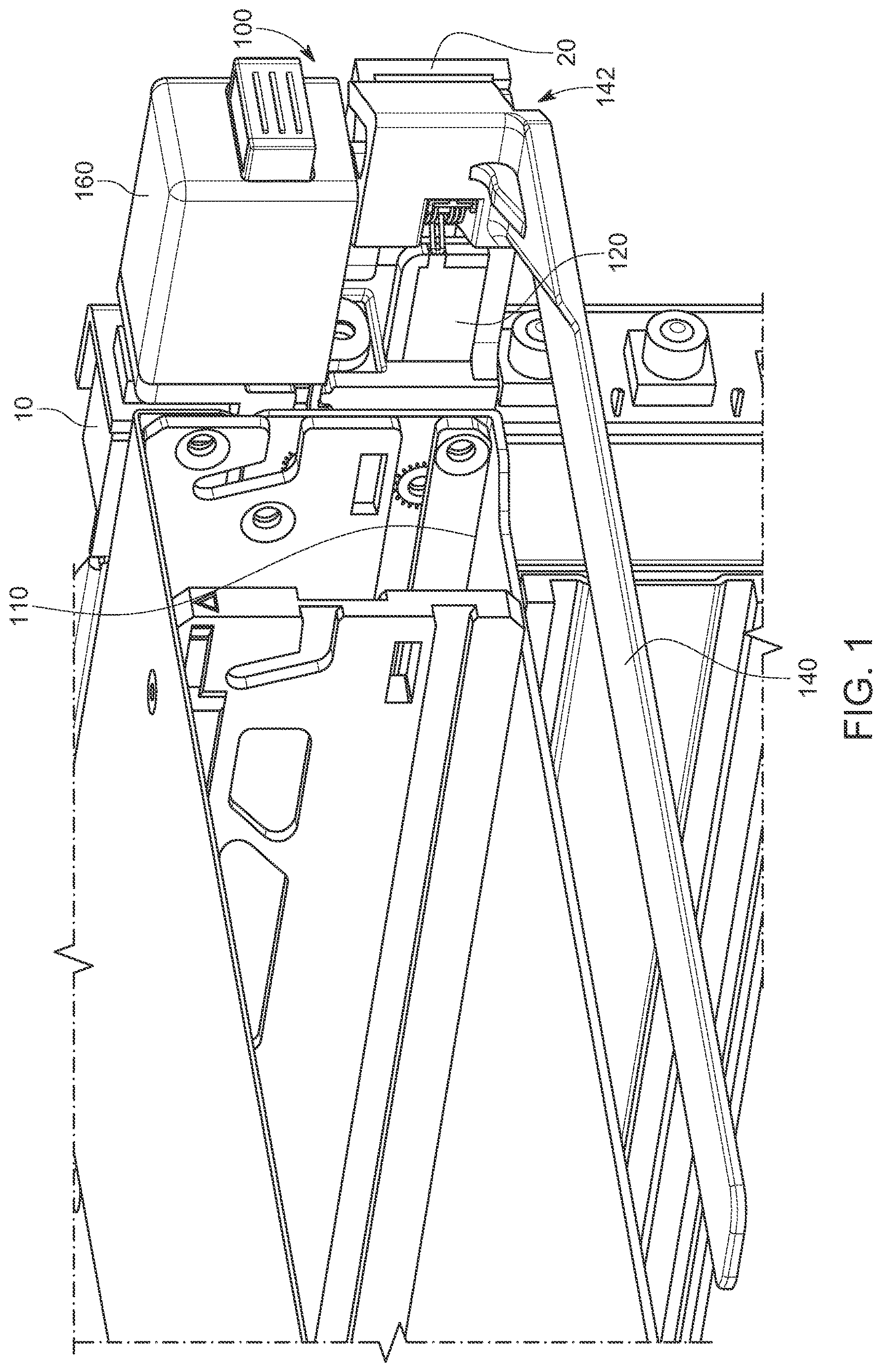 Patent US12621950 Figure 1 – Lockable computing device with movable lever