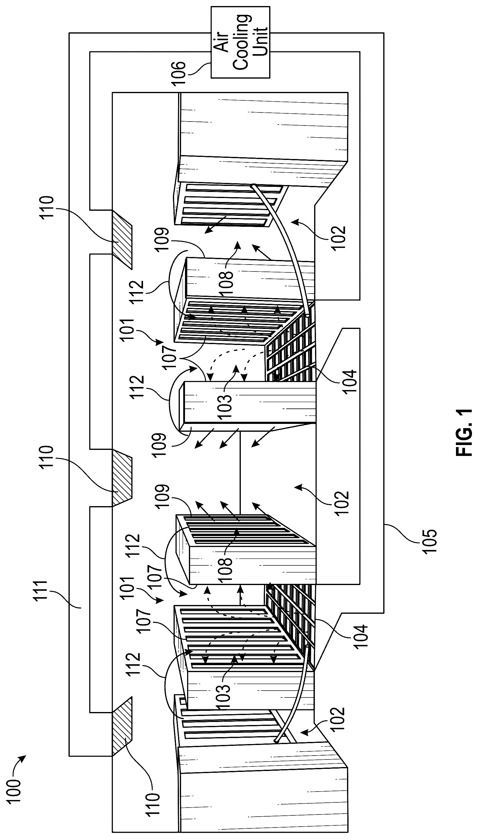 Patent US12621952 Figure 1 – Information technology rack ambient temperature visualization