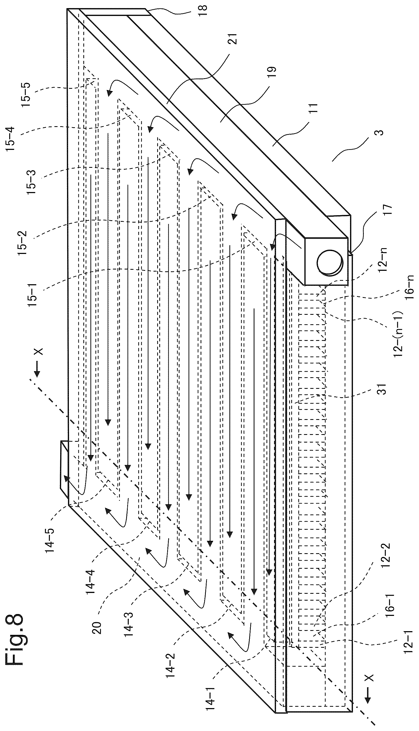 Patent US12621958 Figure 8 – Cooling component including supply ports and discharge ports