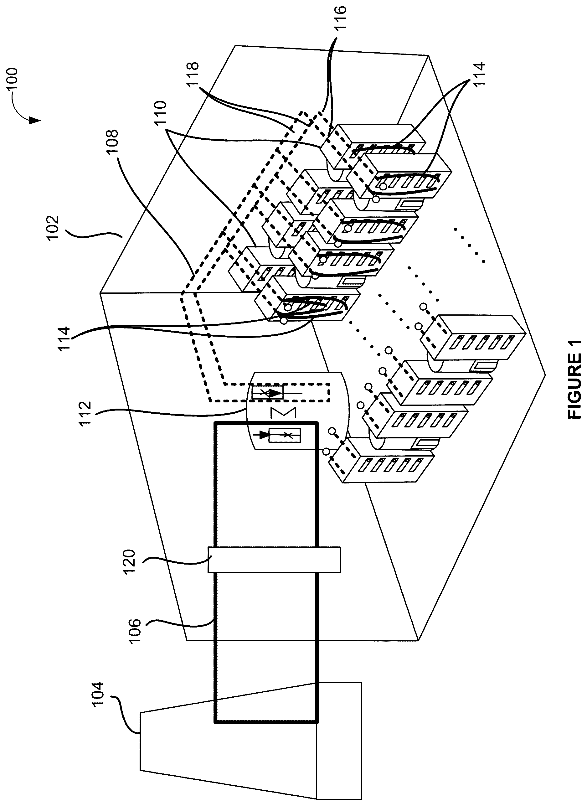 Patent US12621963 Figure 1 – Server air cross-transfer blanking for datacenter cooling systems