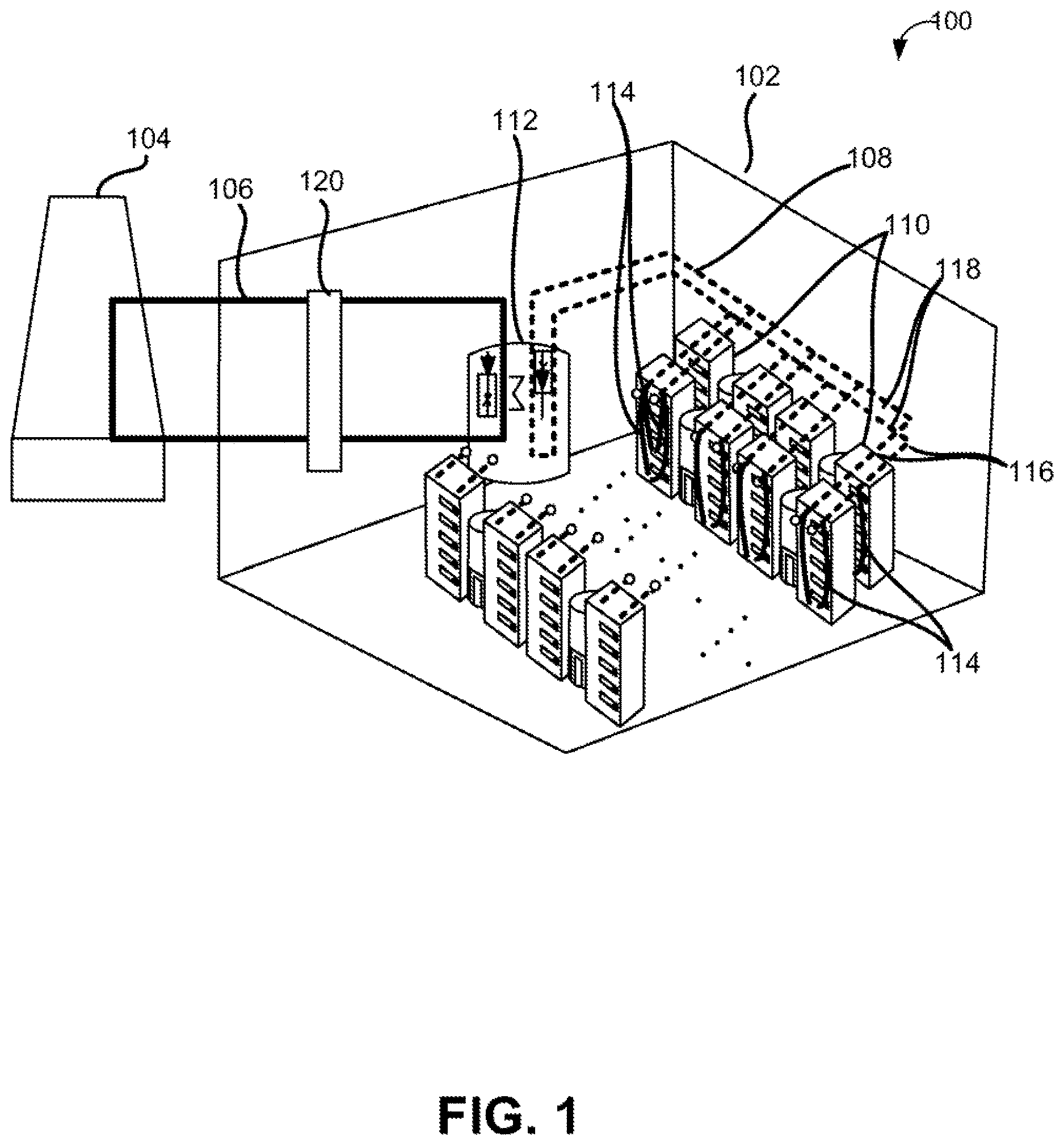 Patent US12621964 Figure 1 – Interchangeable coolant-calibrated in-rack coolant distribution units in datacenter cooling systems