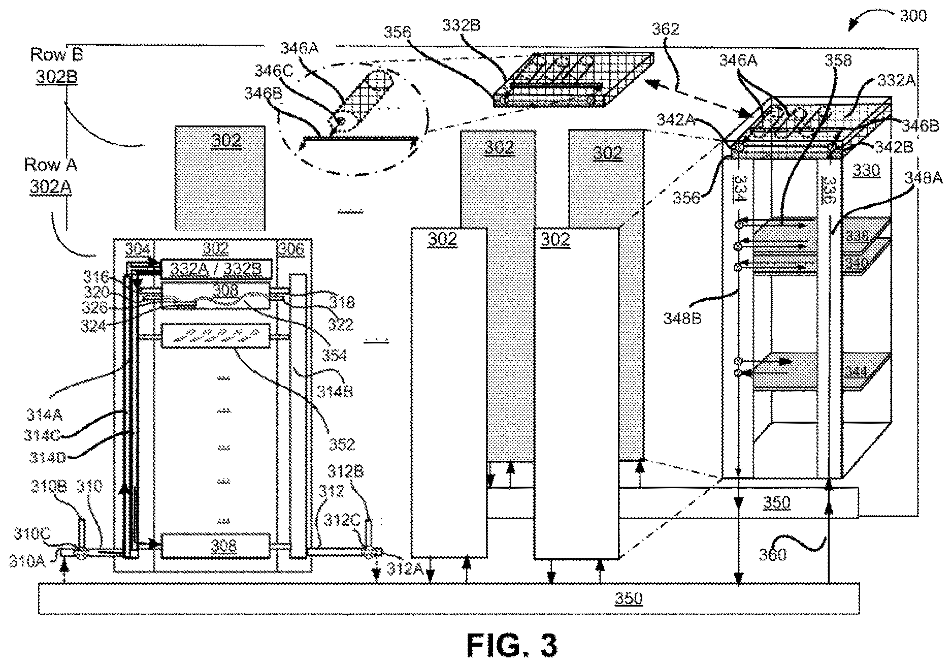 Patent US12621964 Figure 3 – Interchangeable coolant-calibrated in-rack coolant distribution units in datacenter cooling systems