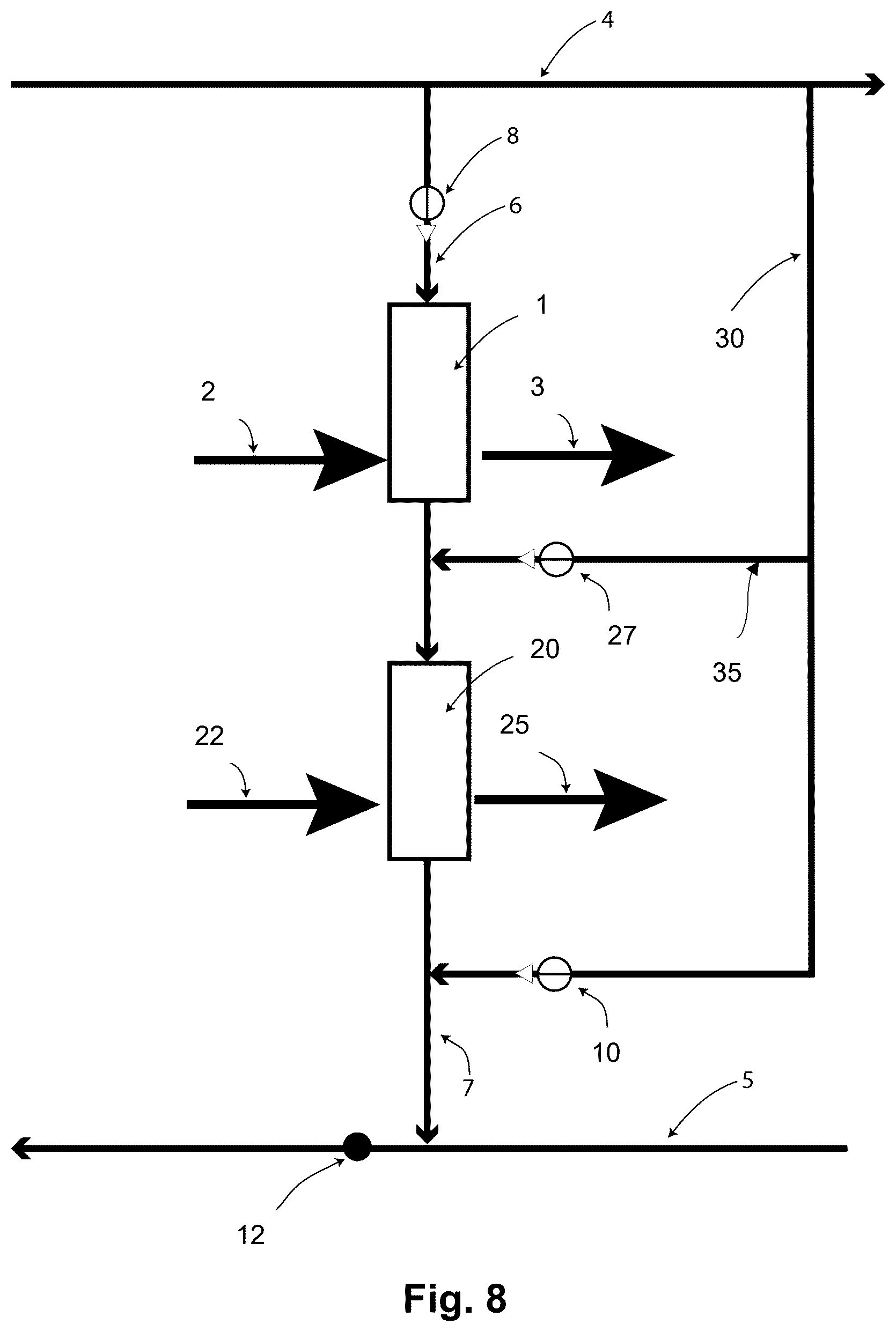 Patent US12621965 Figure 8 – High-efficiency cooling systems and methods for a computer data center using refrigerant recirculation