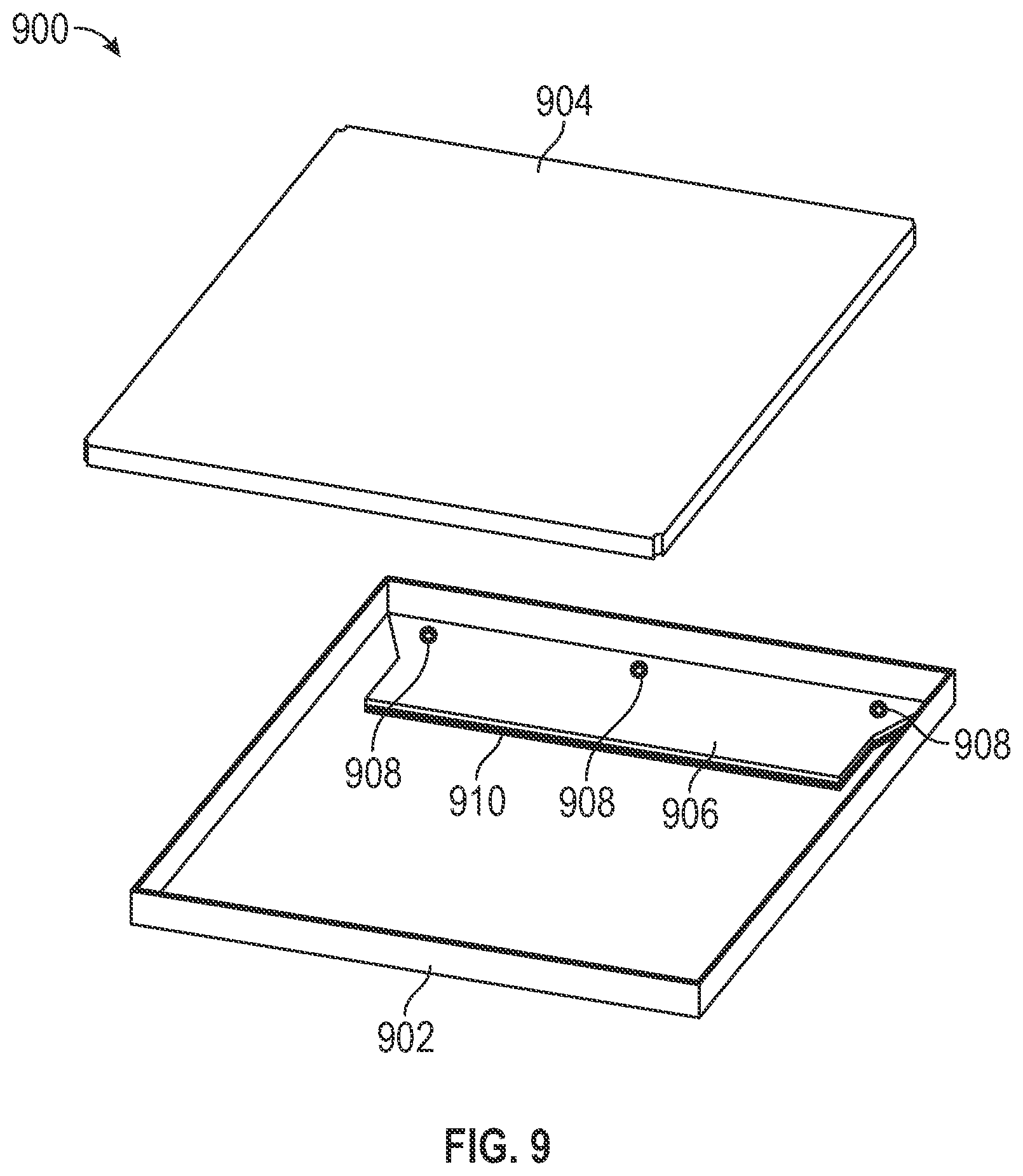 Patent US12621970 Figure 9 – Electromagnetic interference shield extending underneath memory modules