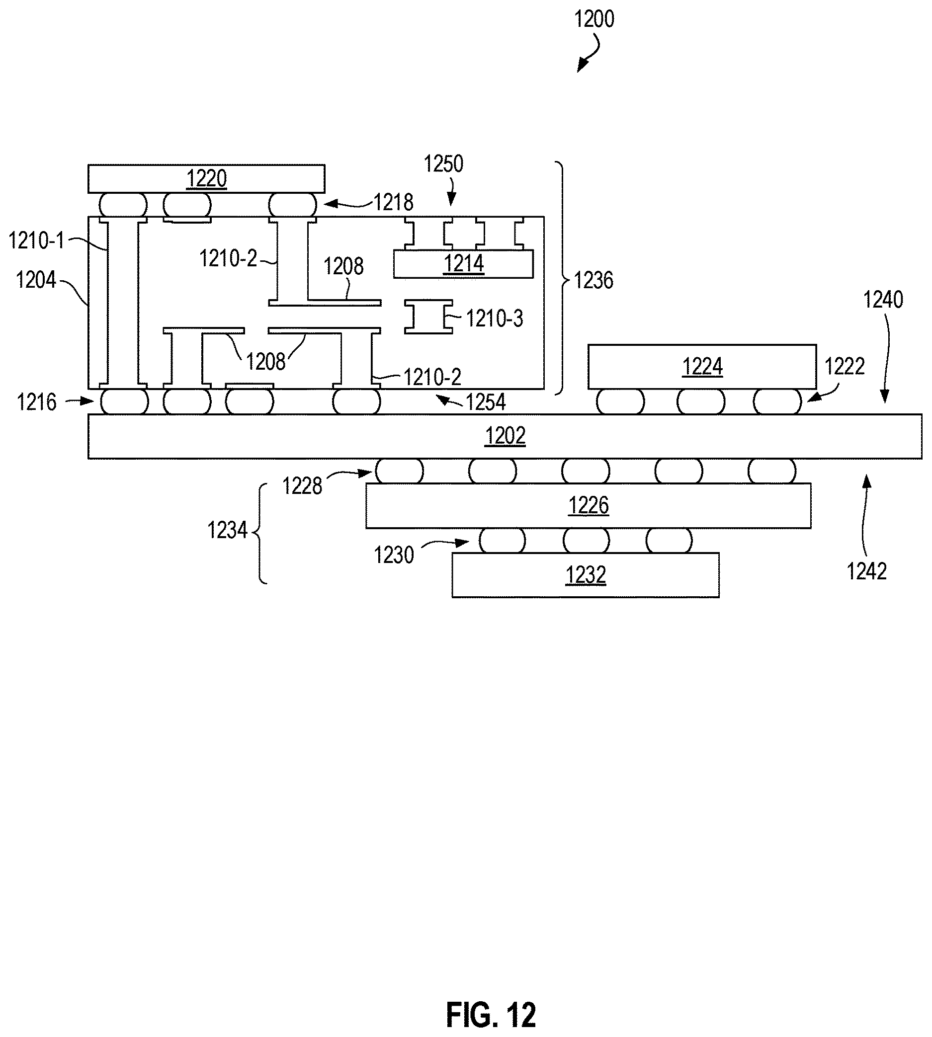 Patent US12621970 Figure 12 – Electromagnetic interference shield extending underneath memory modules