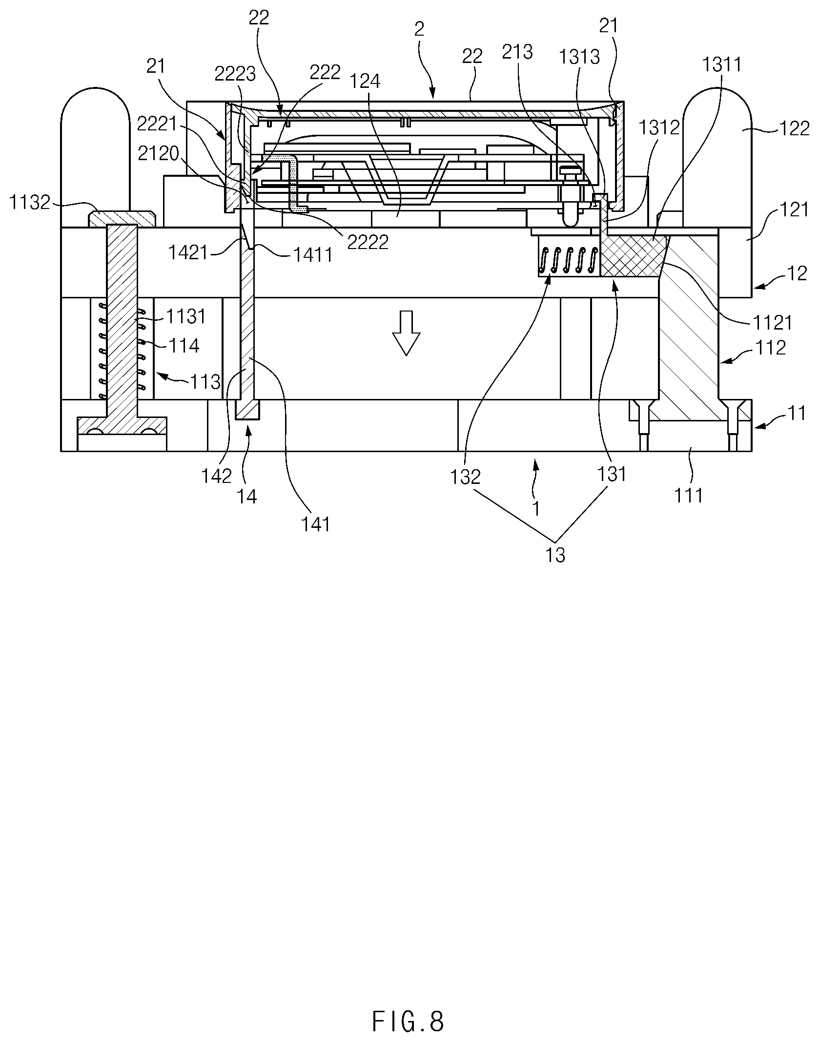 Patent US12621972 Figure 8 – Electronic device, and disassembling device for disassembling same