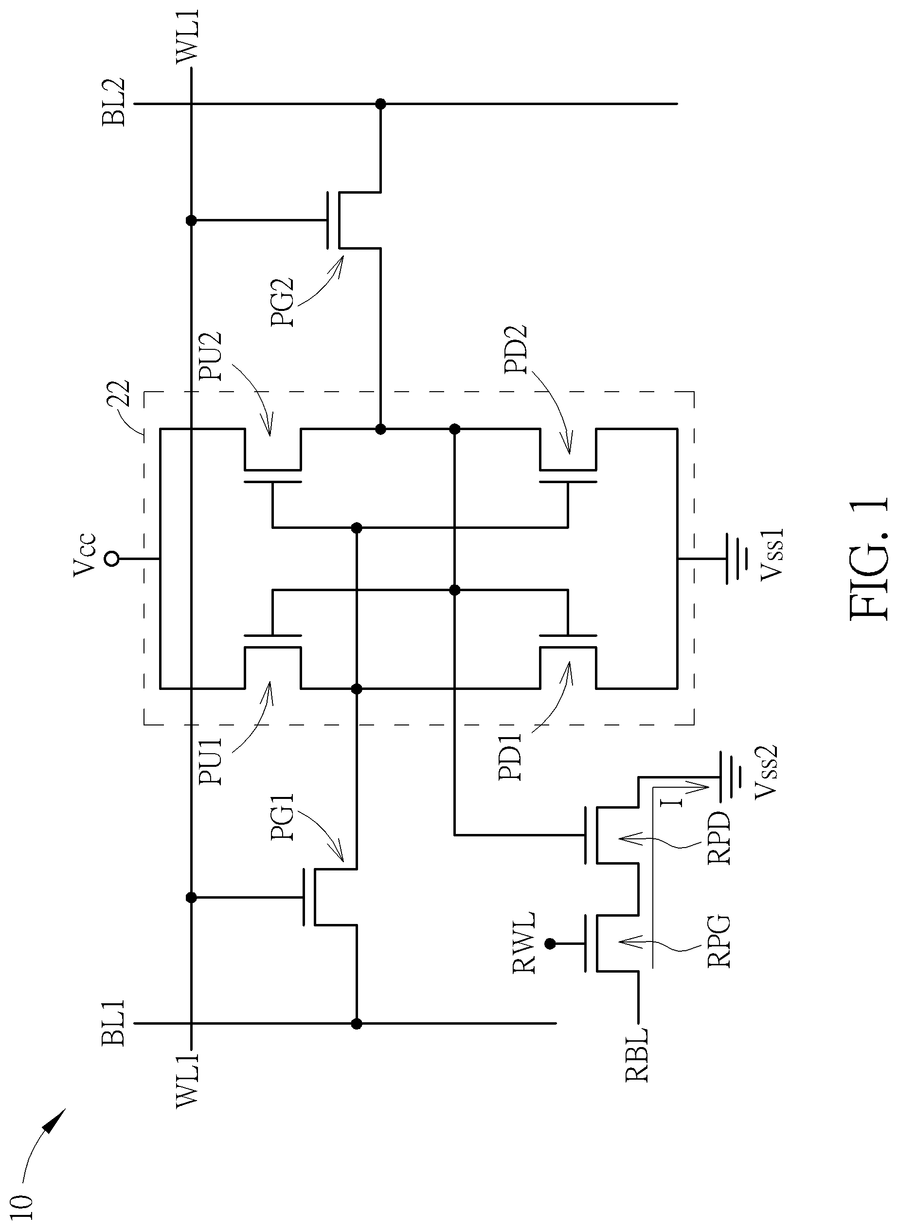 Patent US12621974 Figure 1 – Static random access memory and its layout pattern