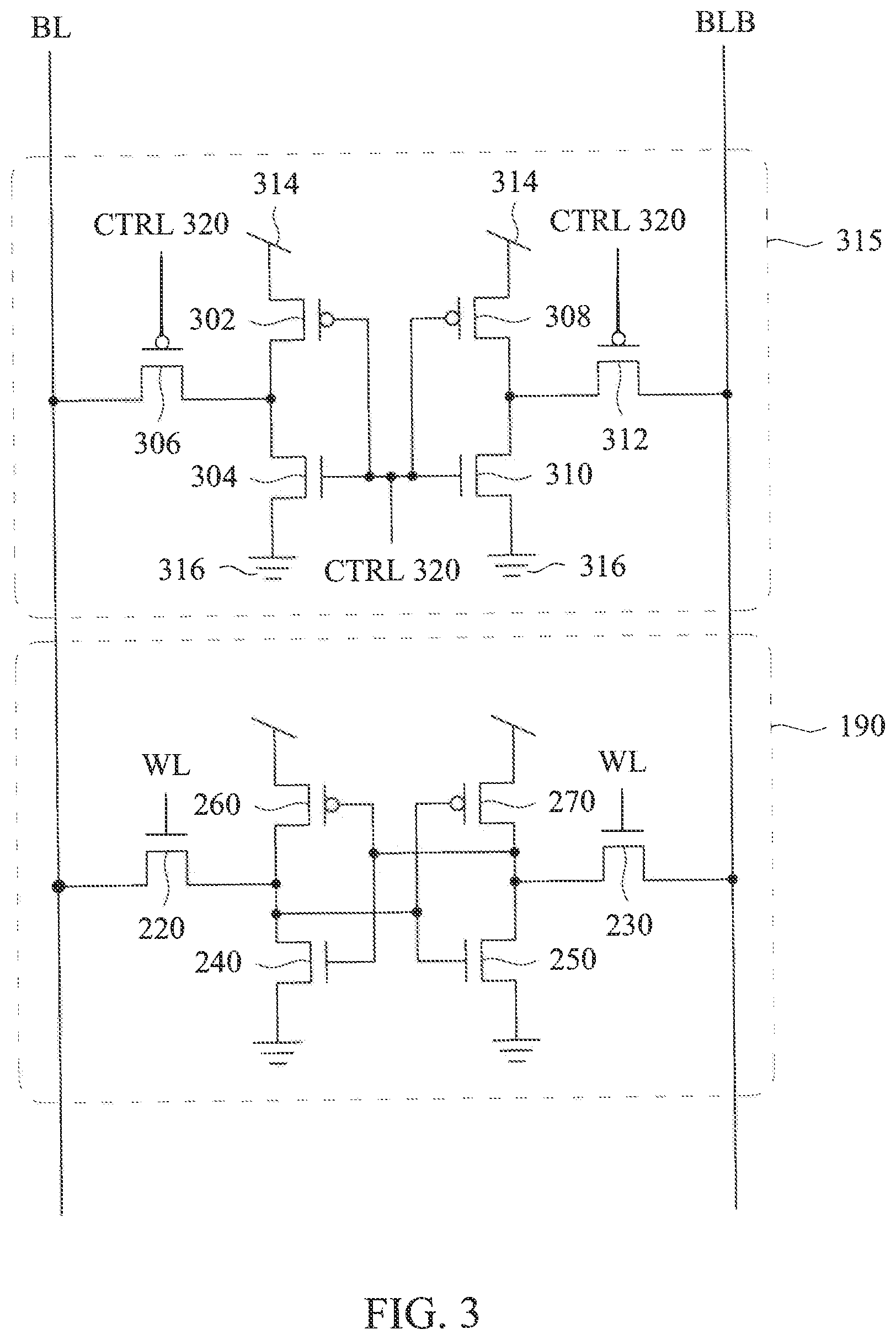 Patent US12621975 Figure 3 – Static random access memory with pre-charge circuit