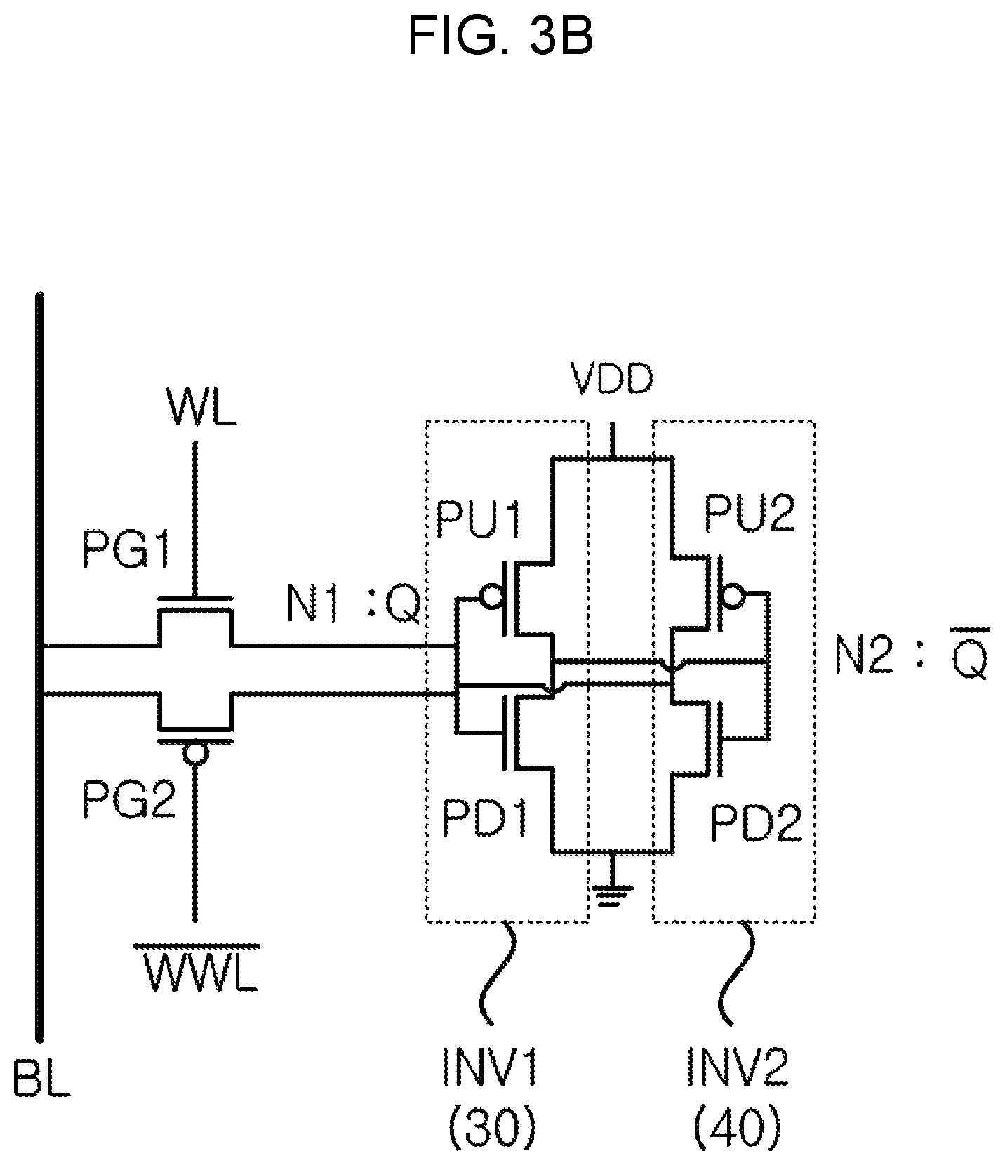 Patent US12621976 Figure 6 – Sram cell structure with 3 p-channel transistors and 3 n-channel transistors and method of operating the sram cell