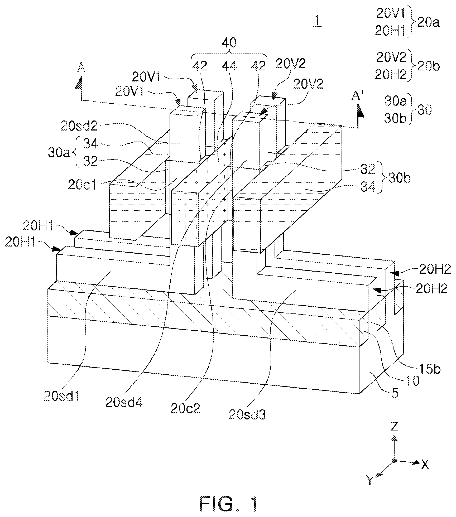 Patent US12621983 Figure 1 – Semiconductor device including vertical channel region