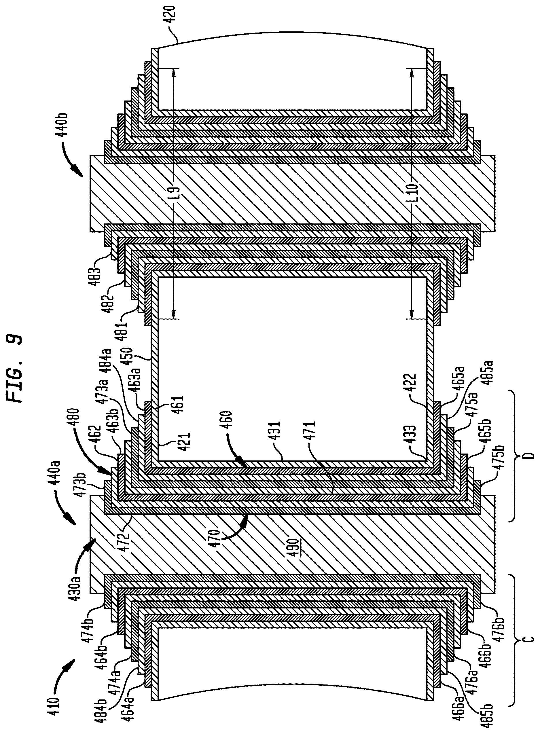Patent US12622003 Figure 9 – High density three-dimensional integrated capacitors
