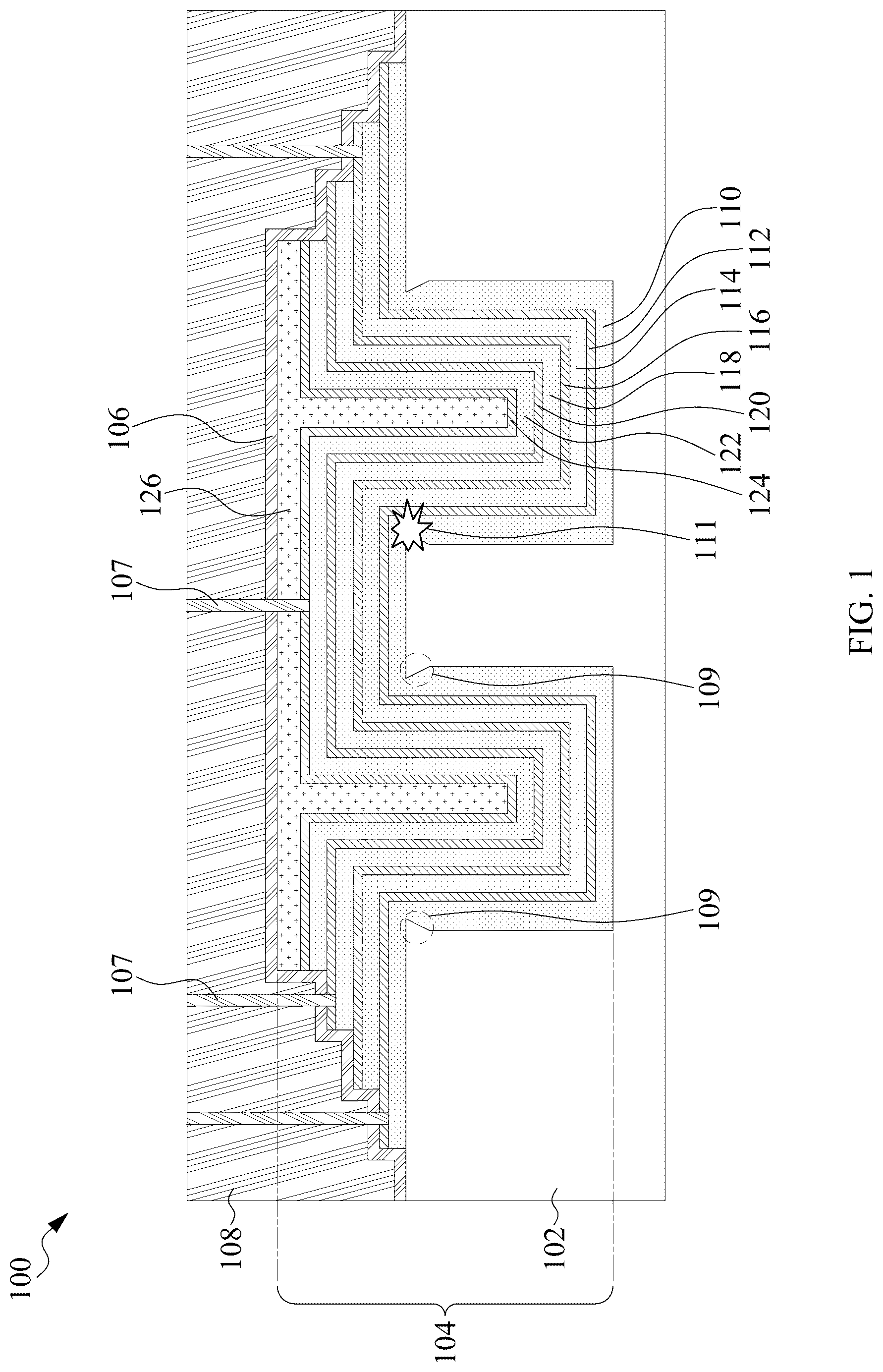 Patent US12622004 Figure 1 – Semiconductor trench capacitor structure and manufacturing method thereof