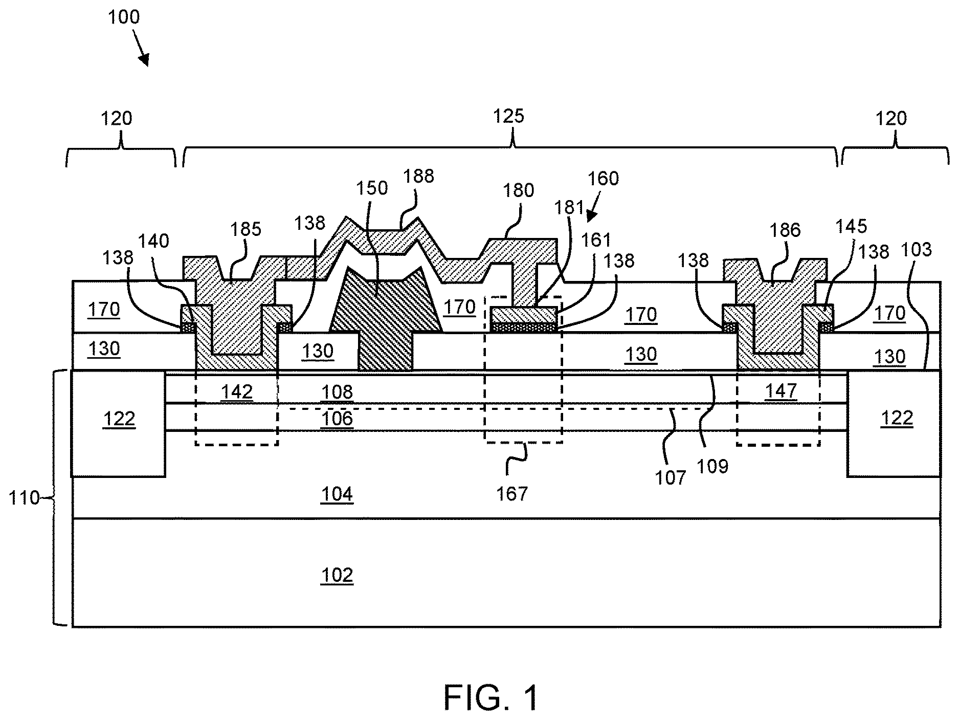 Patent US12622011 Figure 1 – Semiconductor device with diffusion barrier layer and method of fabrication therefor