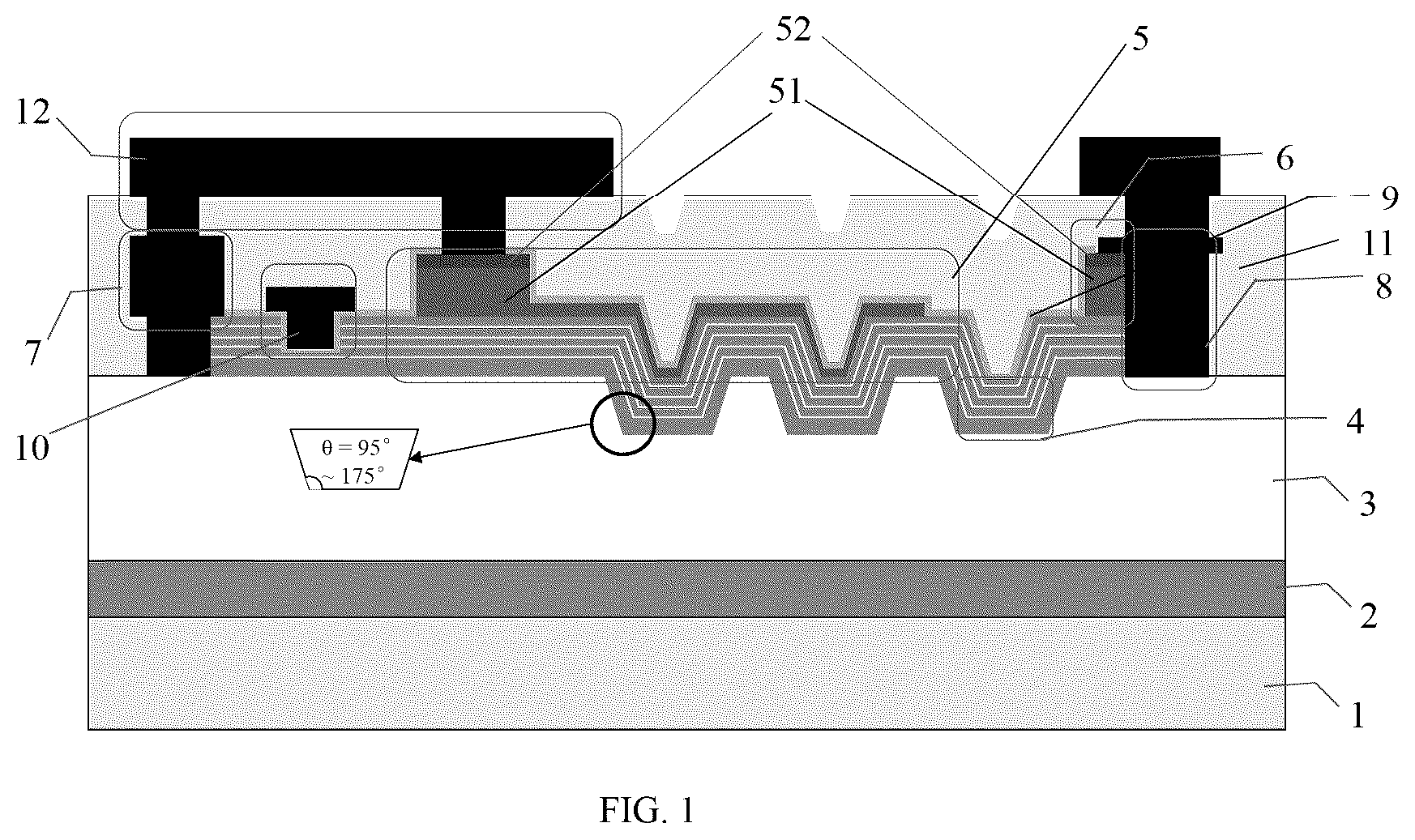 Patent US12622013 Figure 1 – Folded channel gallium nitride based field-effect transistor and method of manufacturing the same