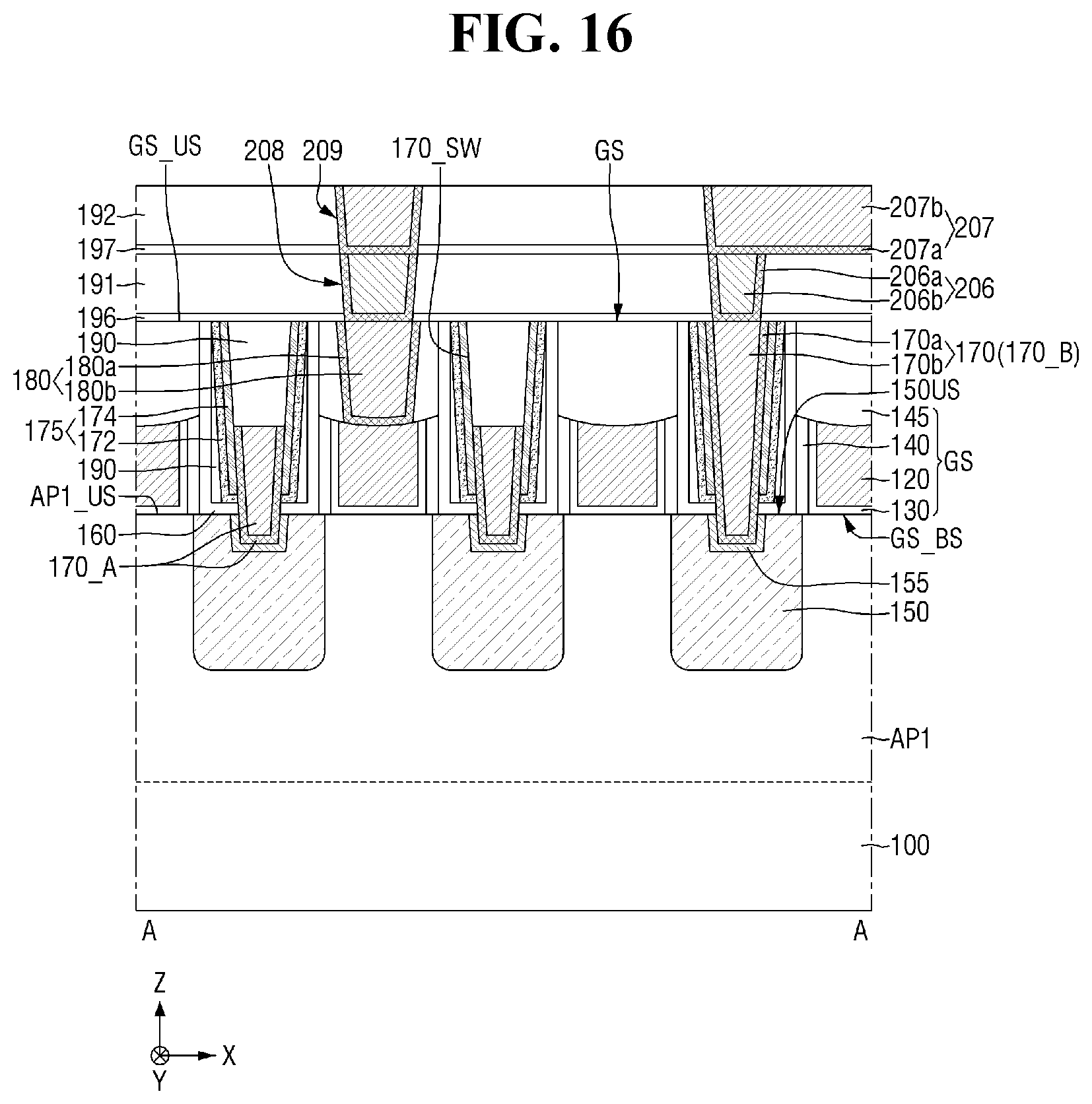 Patent US12622017 Figure 16 – Semiconductor device with multi-layer contact liner structure