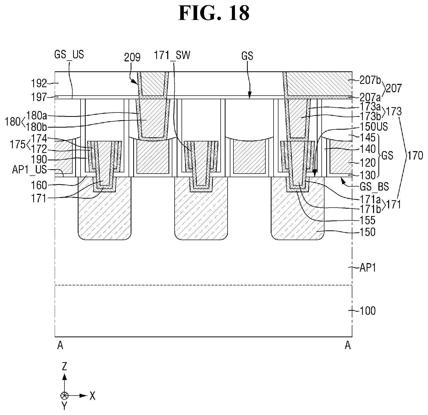 Patent US12622017 Figure 18 – Semiconductor device with multi-layer contact liner structure