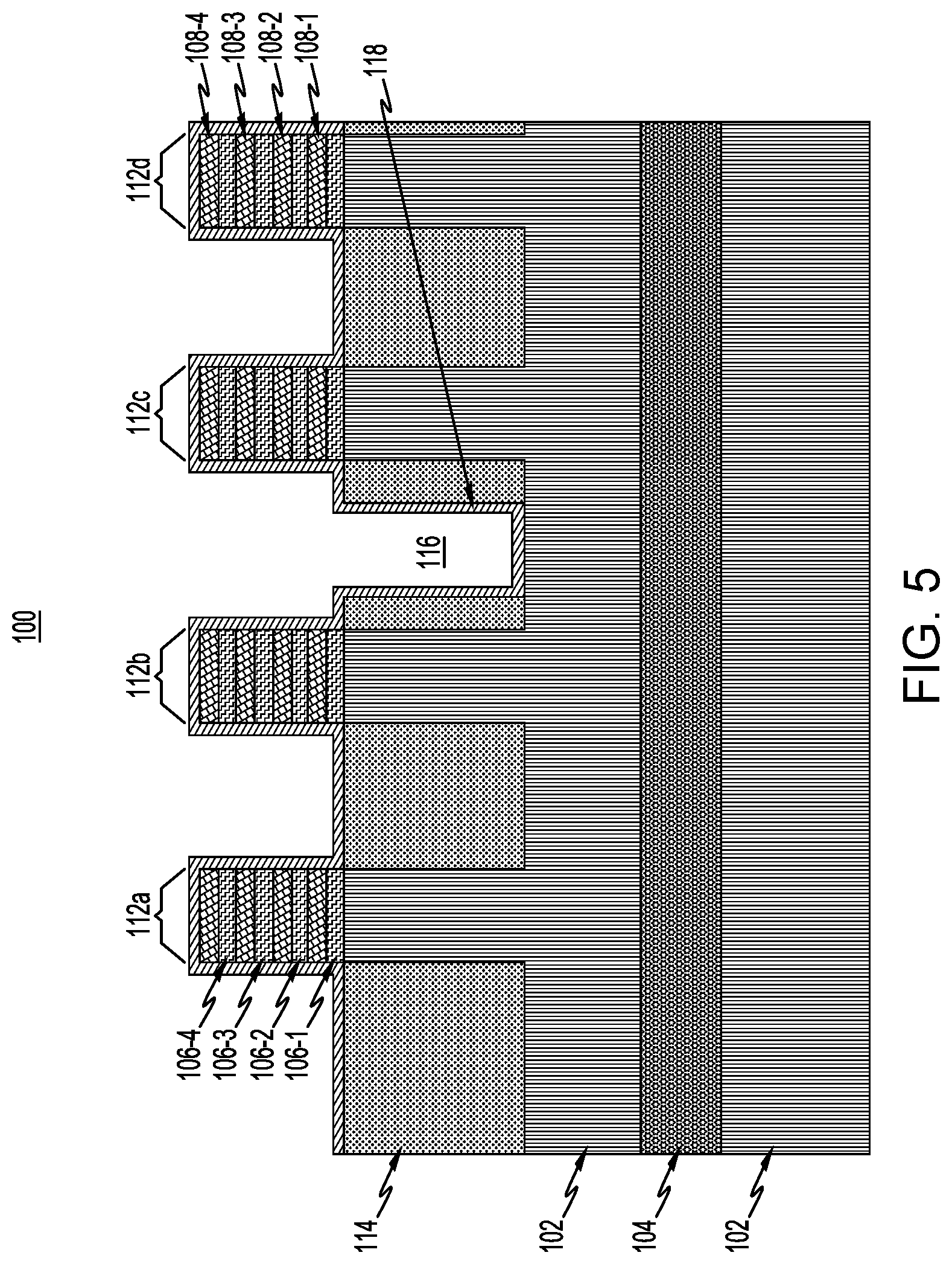 Patent US12622021 Figure 5 – Semiconductor structure with conductive spacer in shallow trench isolation region