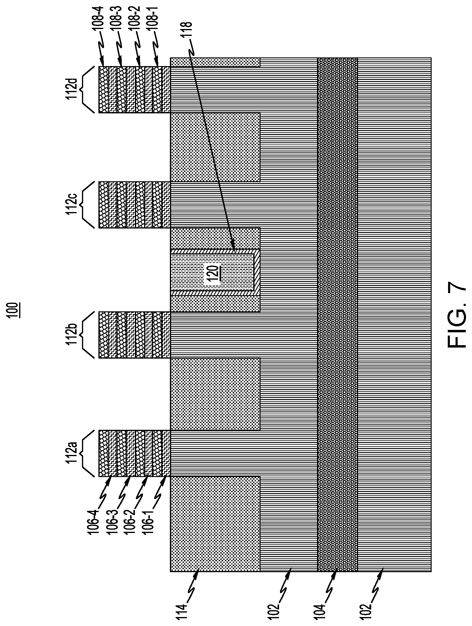 Patent US12622021 Figure 7 – Semiconductor structure with conductive spacer in shallow trench isolation region