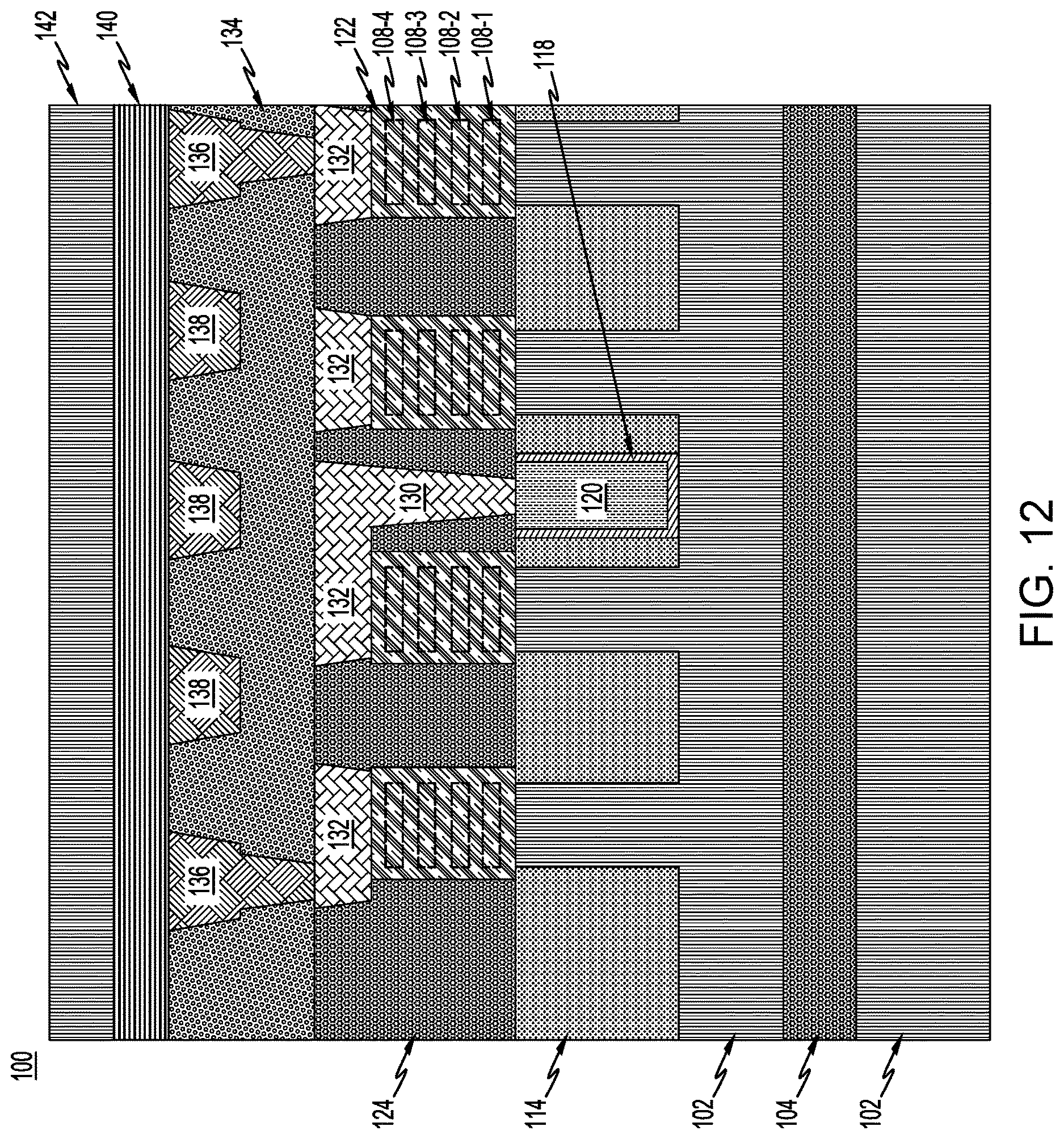 Patent US12622021 Figure 13 – Semiconductor structure with conductive spacer in shallow trench isolation region