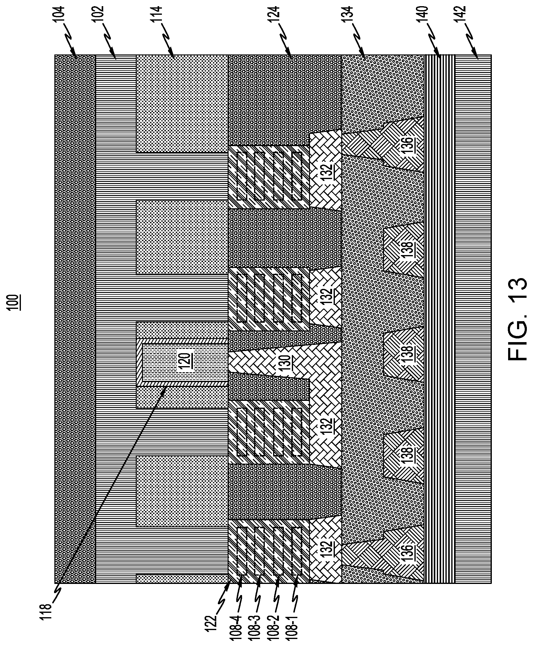 Patent US12622021 Figure 14 – Semiconductor structure with conductive spacer in shallow trench isolation region