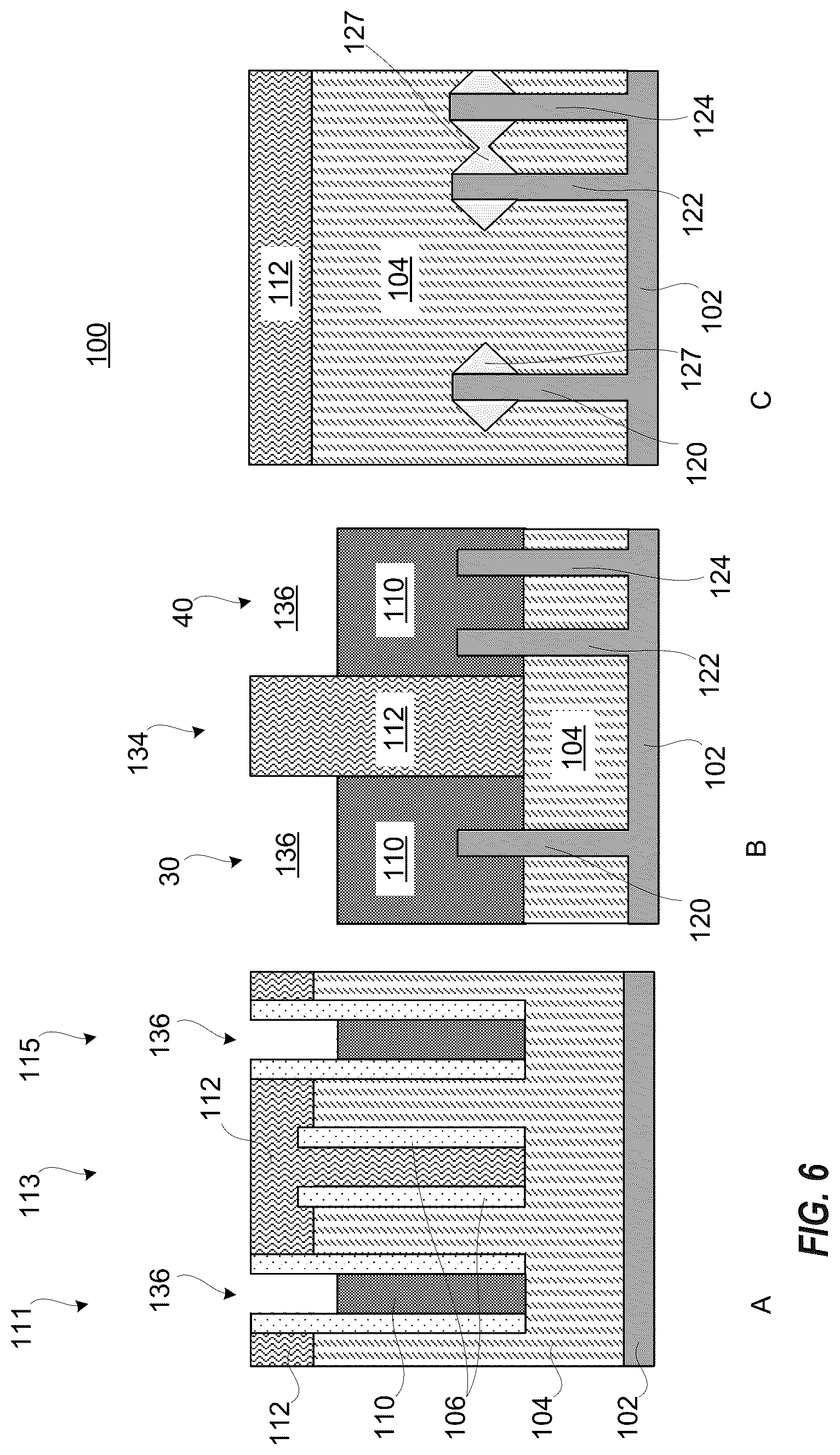 Patent US12622037 Figure 6 – Gate cut subsequent to replacement gate