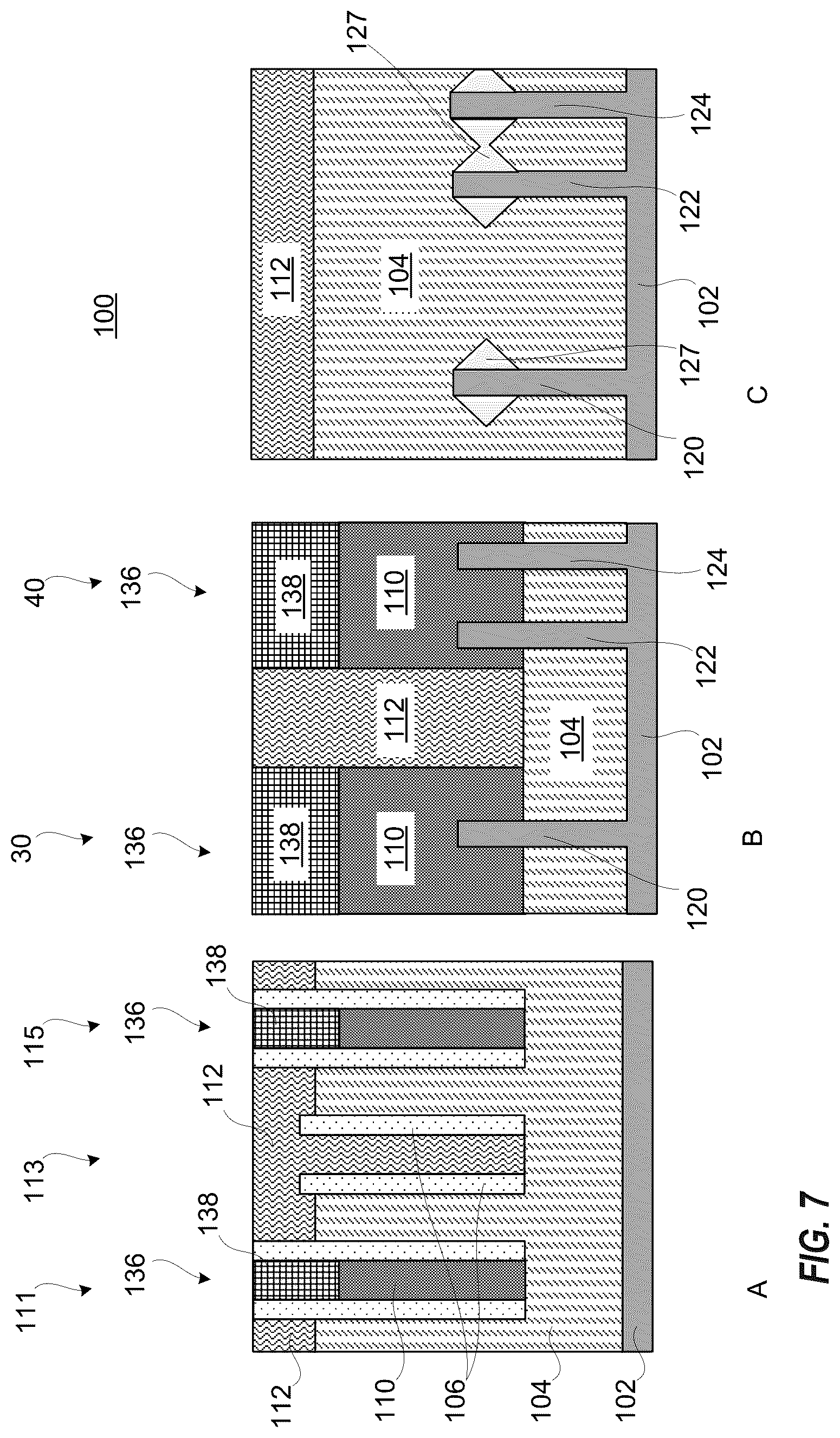 Patent US12622037 Figure 7 – Gate cut subsequent to replacement gate