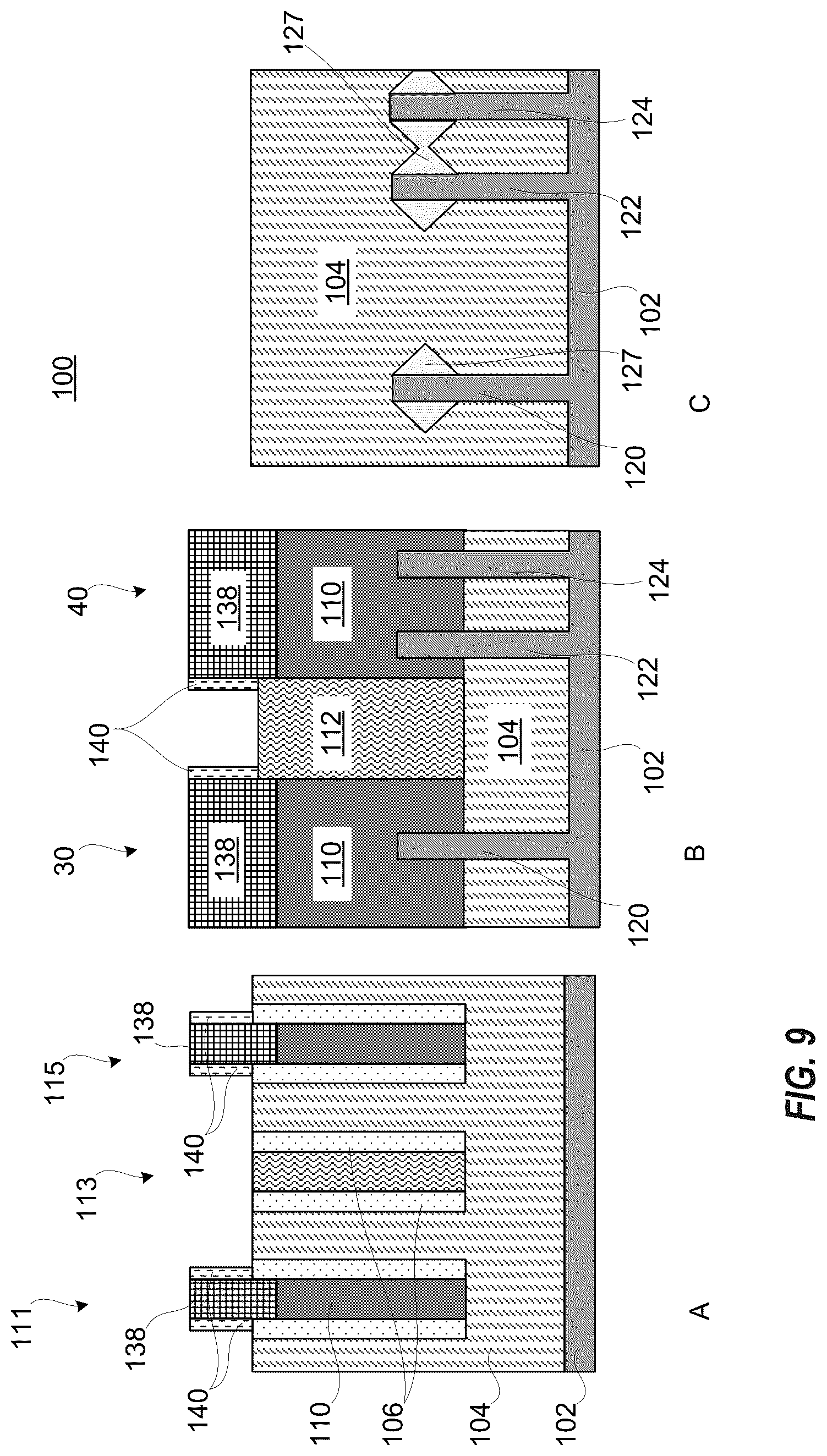 Patent US12622037 Figure 9 – Gate cut subsequent to replacement gate