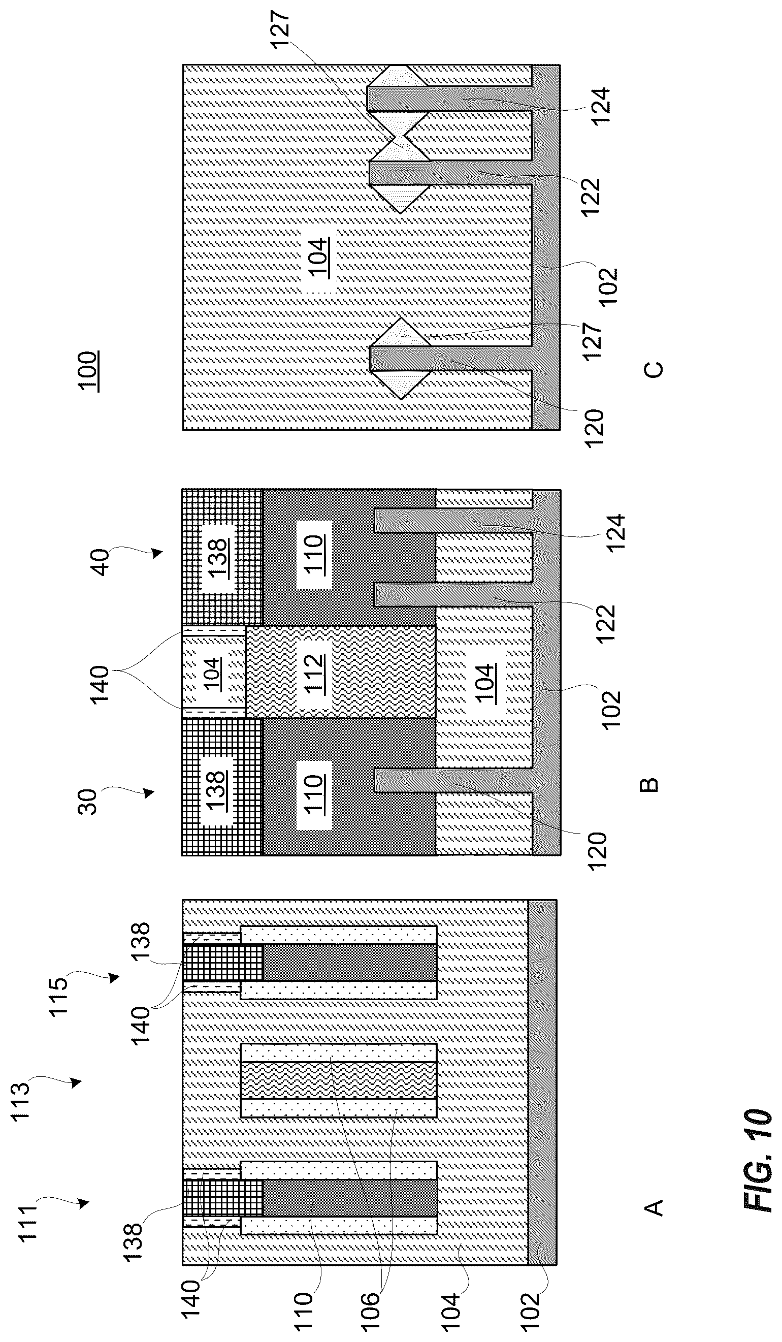 Patent US12622037 Figure 10 – Gate cut subsequent to replacement gate