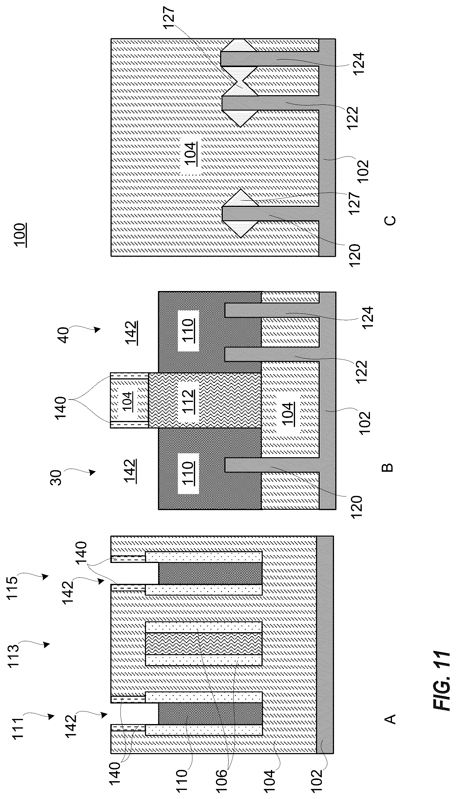 Patent US12622037 Figure 11 – Gate cut subsequent to replacement gate