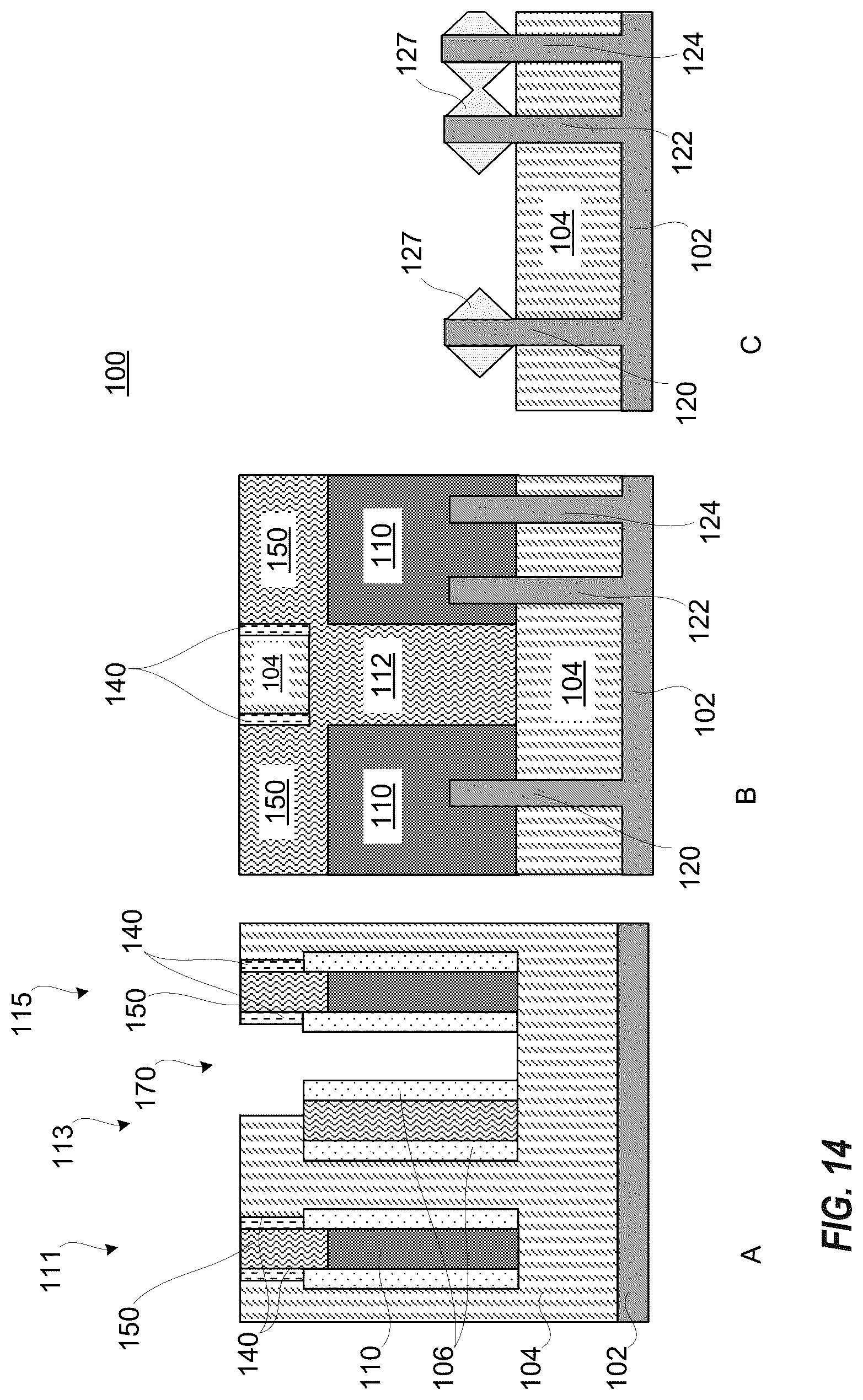 Patent US12622037 Figure 14 – Gate cut subsequent to replacement gate