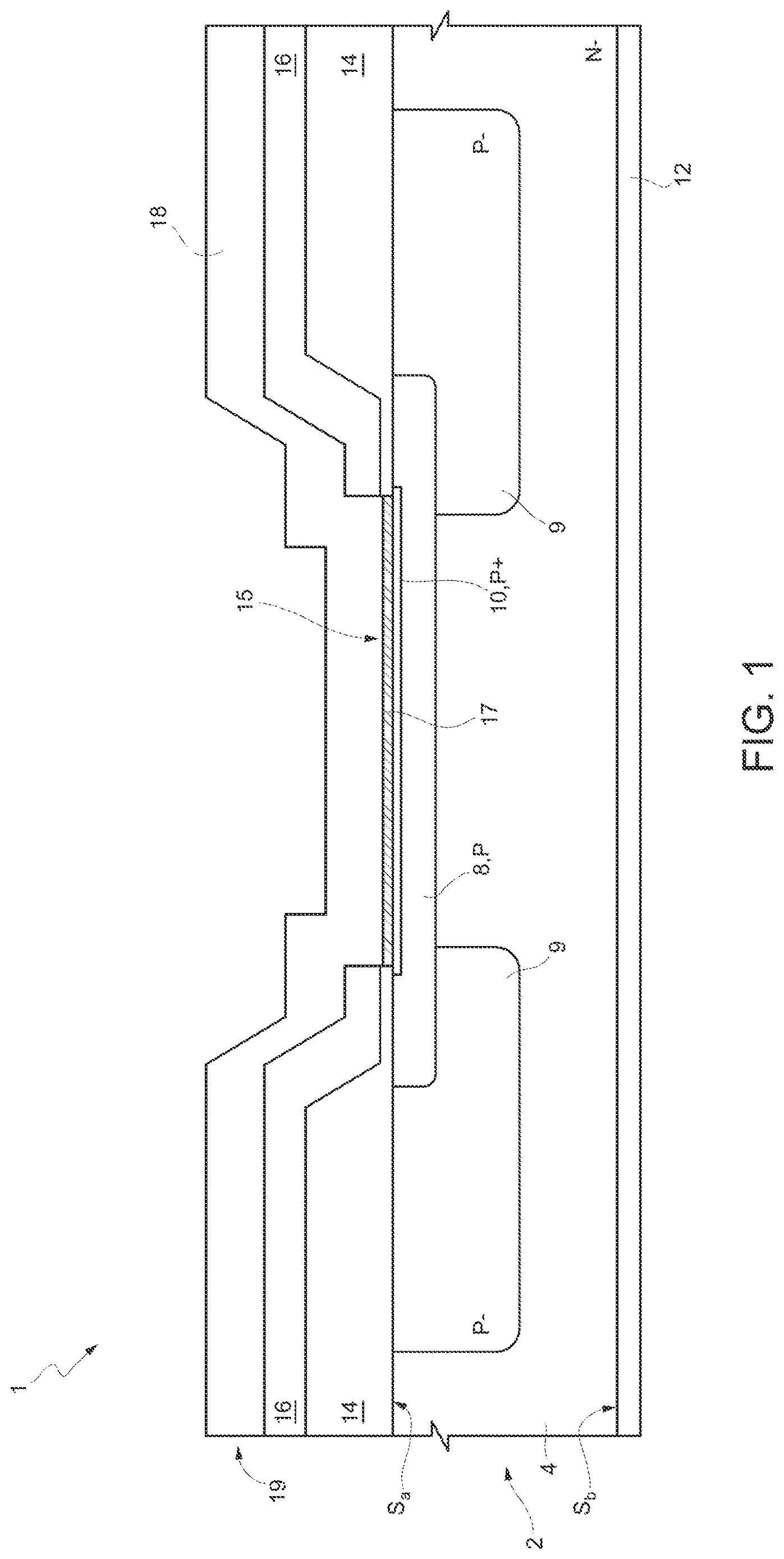 Patent US12622040 Figure 1 – Diode with contact structure including an improved barrier region and related manufacturing process