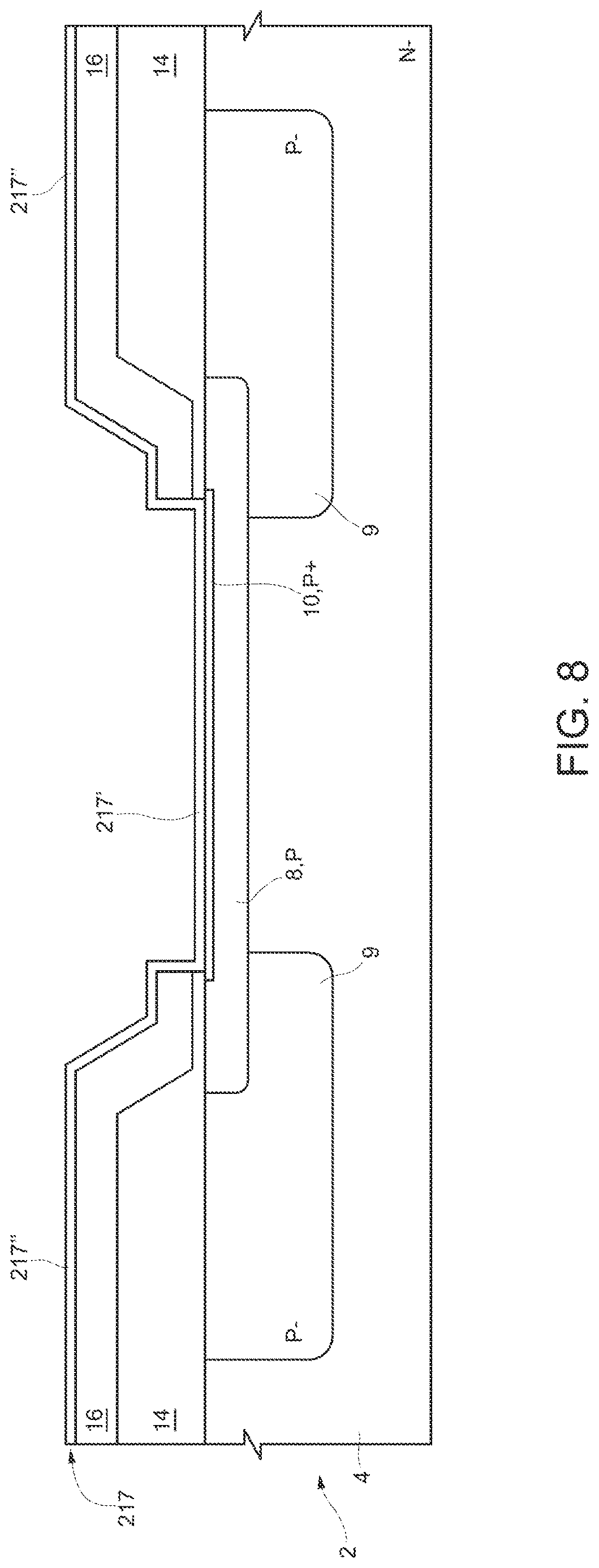 Patent US12622040 Figure 8 – Diode with contact structure including an improved barrier region and related manufacturing process