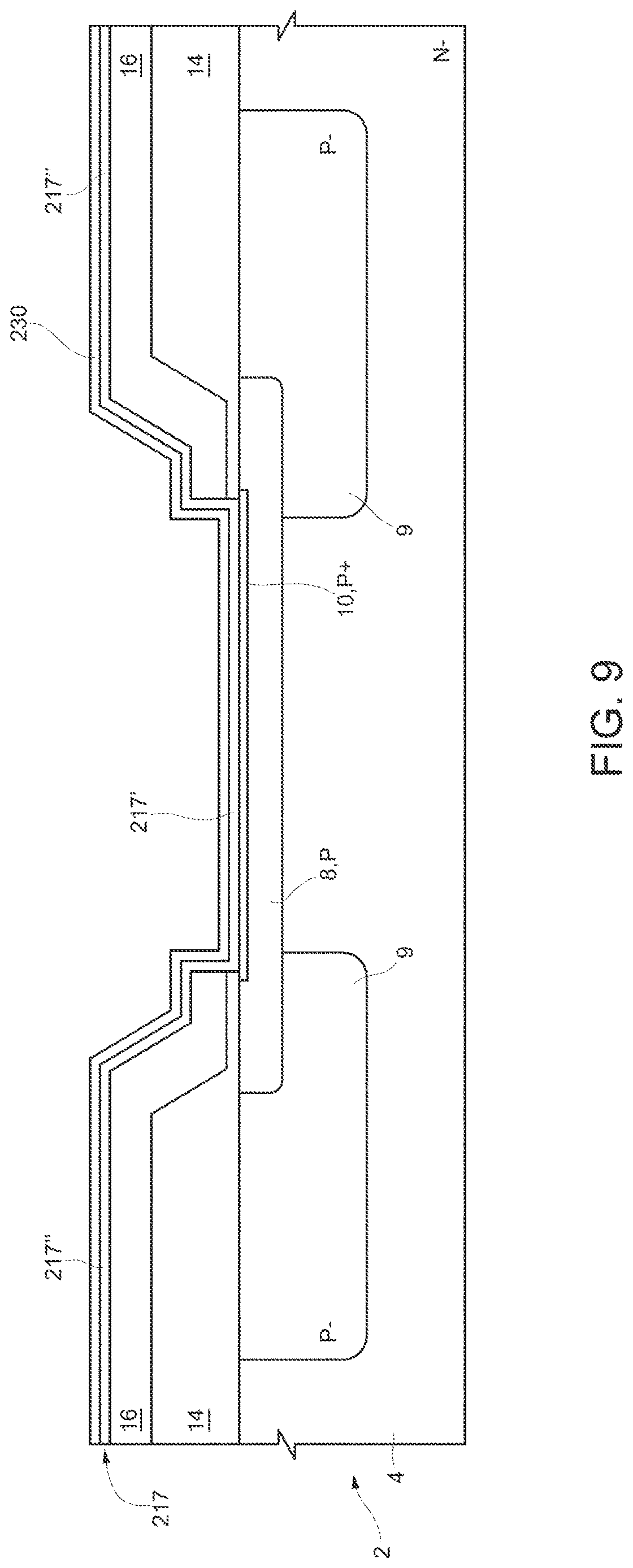 Patent US12622040 Figure 9 – Diode with contact structure including an improved barrier region and related manufacturing process