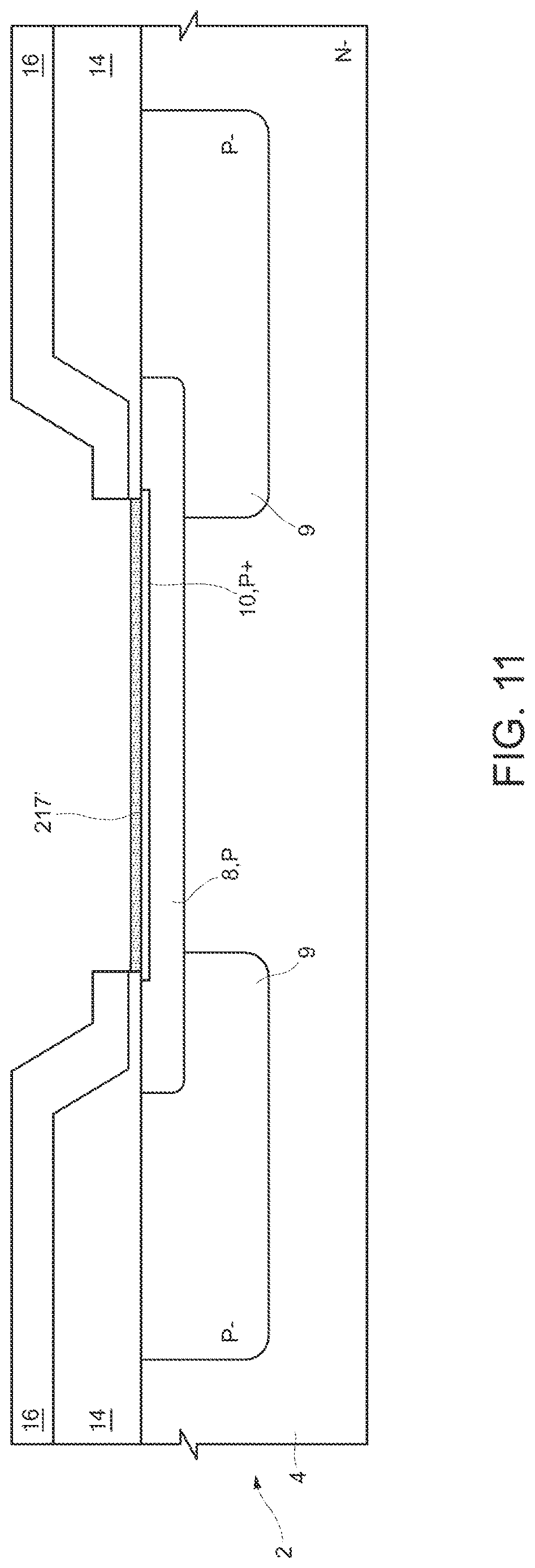 Patent US12622040 Figure 11 – Diode with contact structure including an improved barrier region and related manufacturing process