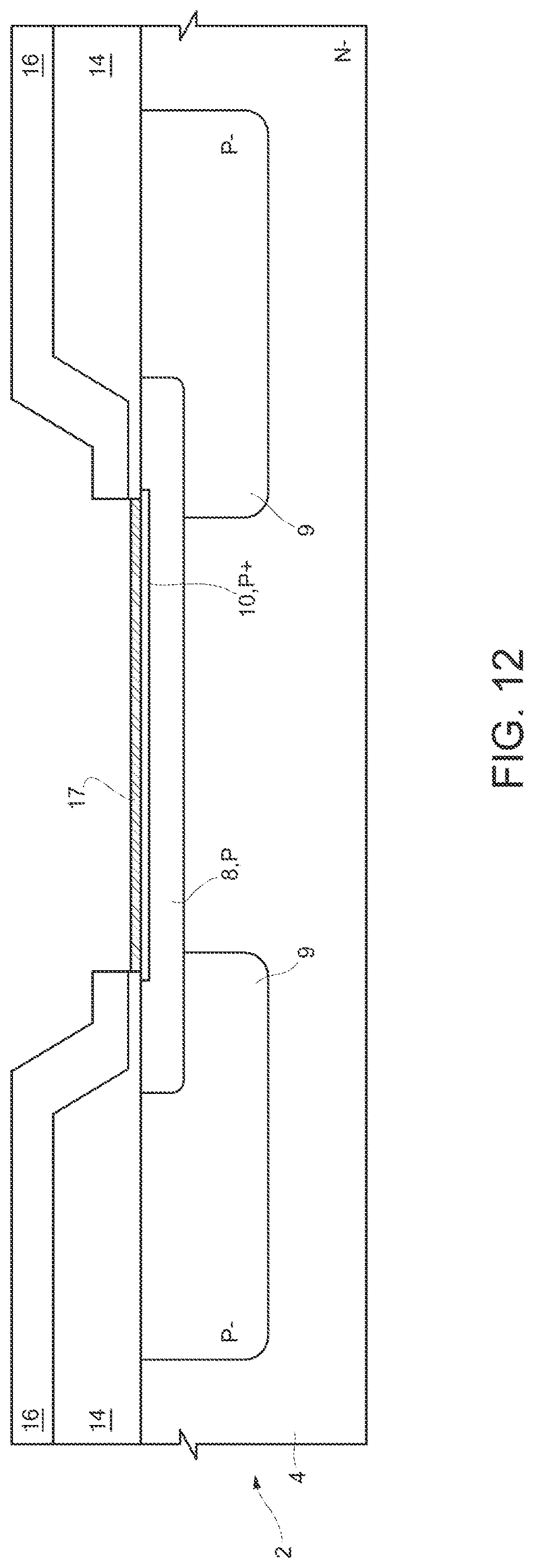 Patent US12622040 Figure 12 – Diode with contact structure including an improved barrier region and related manufacturing process