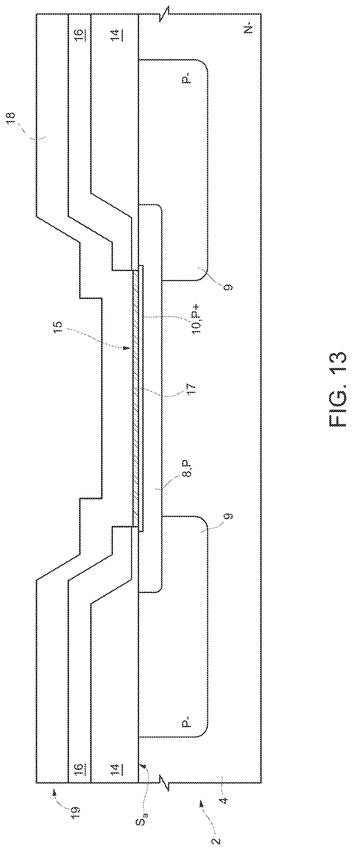 Patent US12622040 Figure 13 – Diode with contact structure including an improved barrier region and related manufacturing process