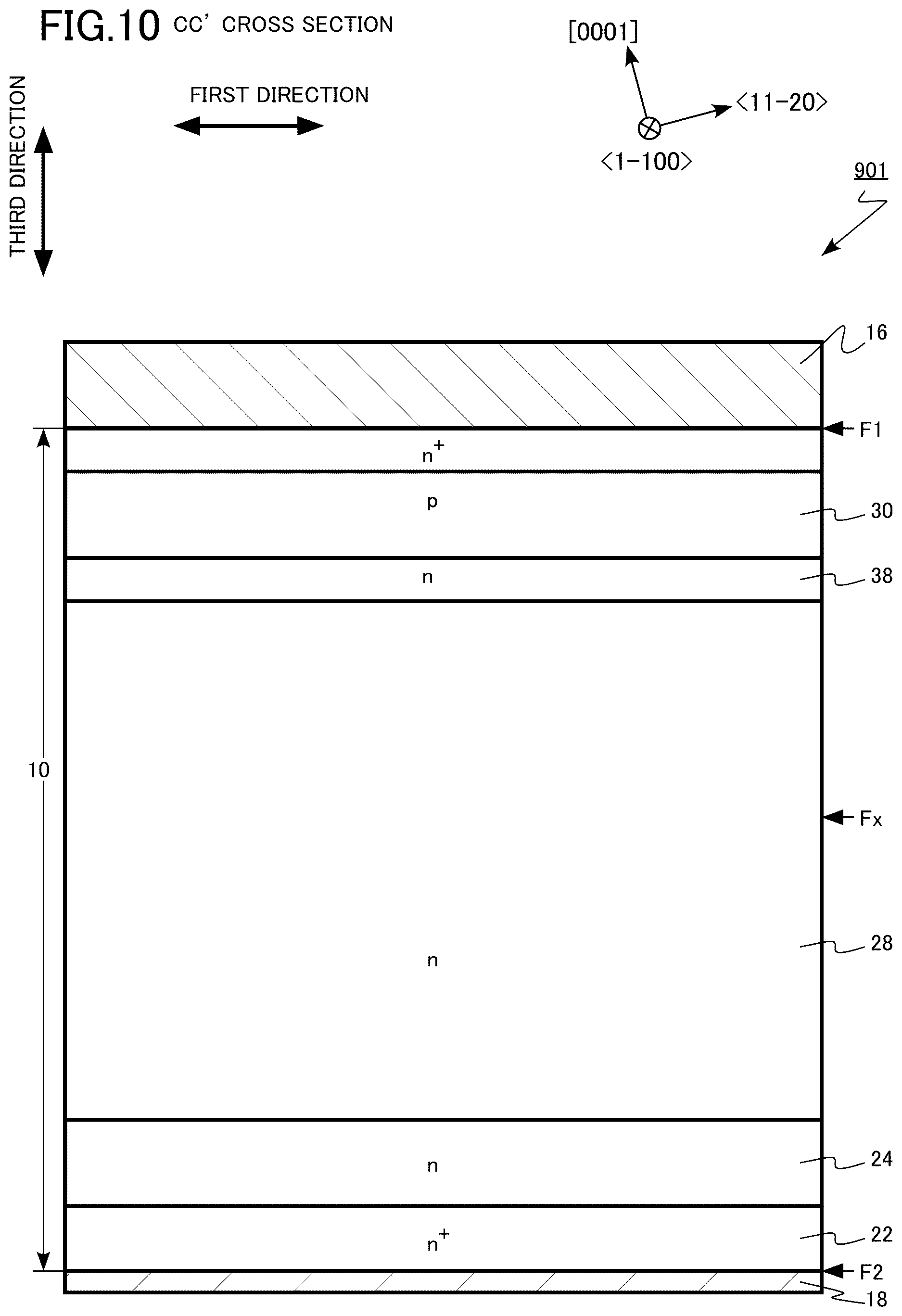 Patent US12622046 Figure 10 – Semiconductor device, inverter circuit, drive device, vehicle, and elevator