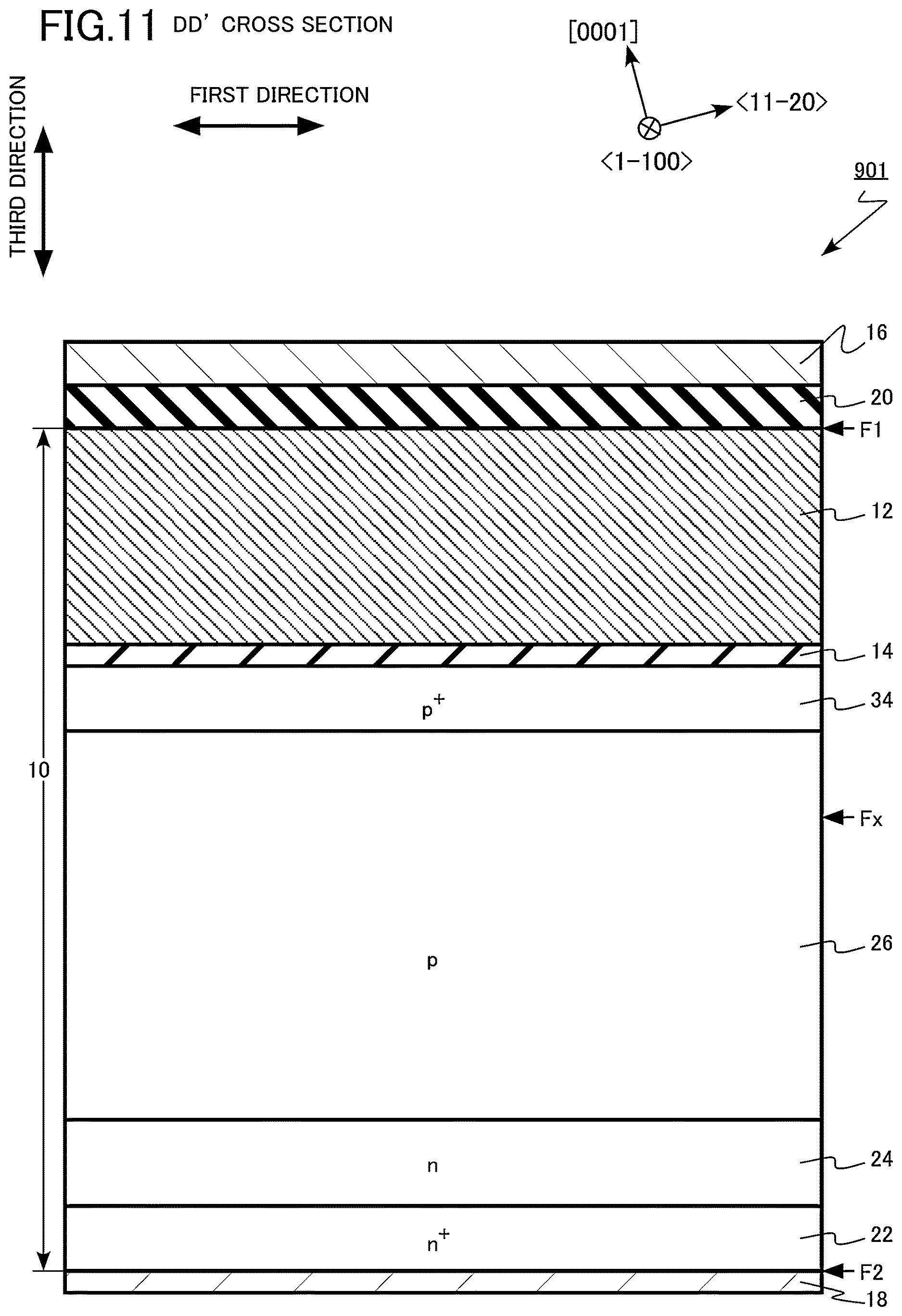 Patent US12622046 Figure 11 – Semiconductor device, inverter circuit, drive device, vehicle, and elevator