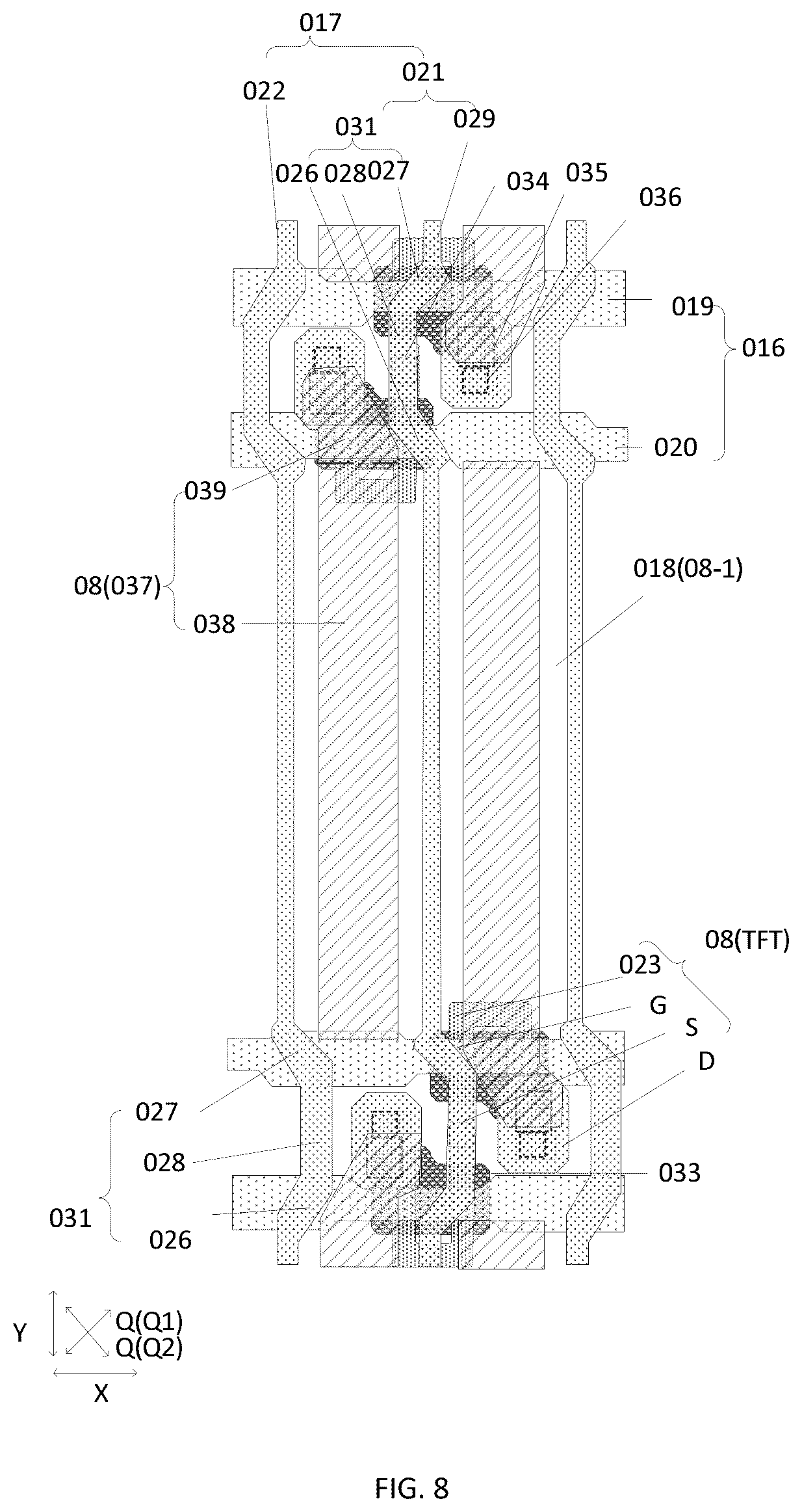 Patent US12622056 Figure 8 – Array substrate, display panel and display device