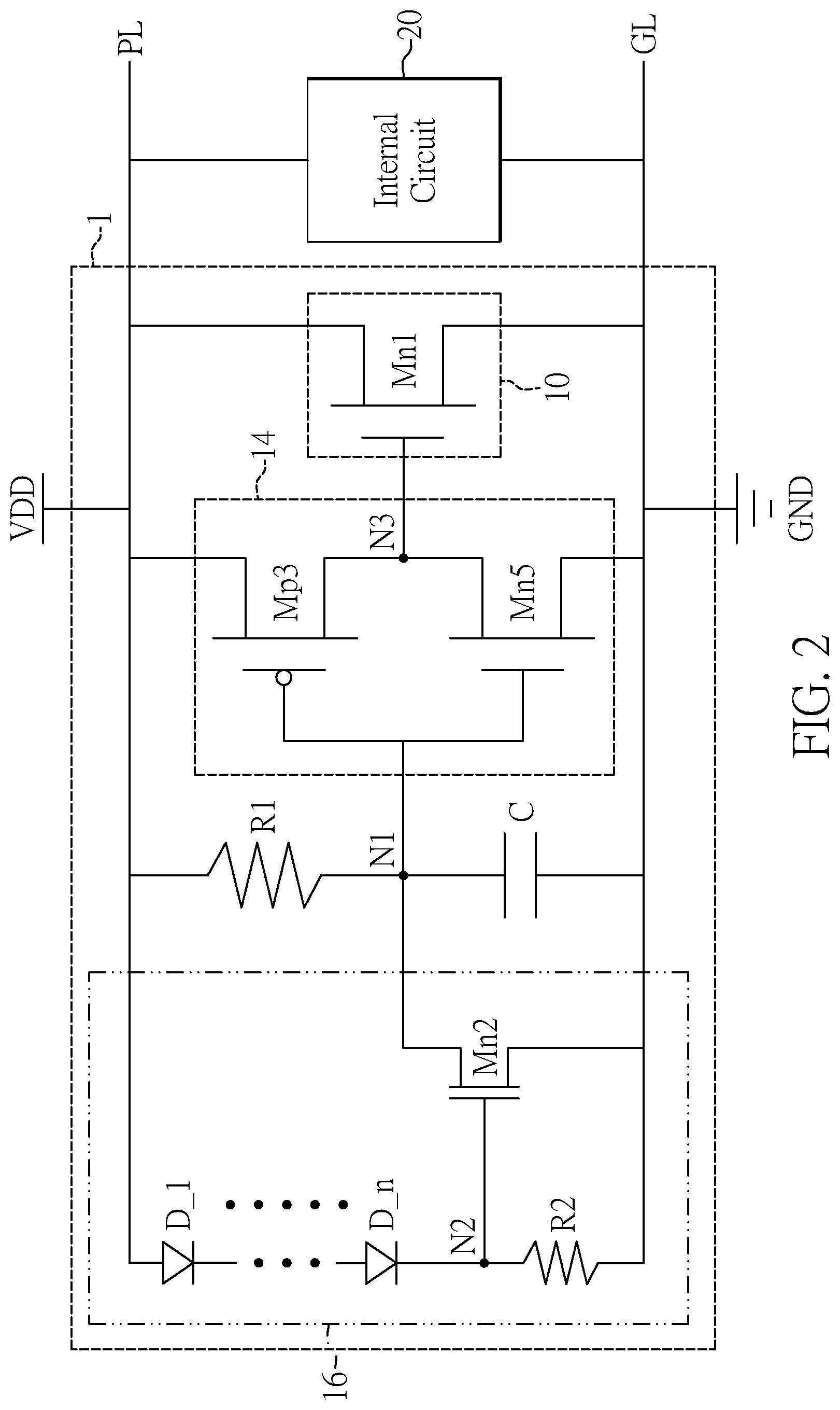 Patent US12622067 Figure 2 – Integrated circuit for power clamping
